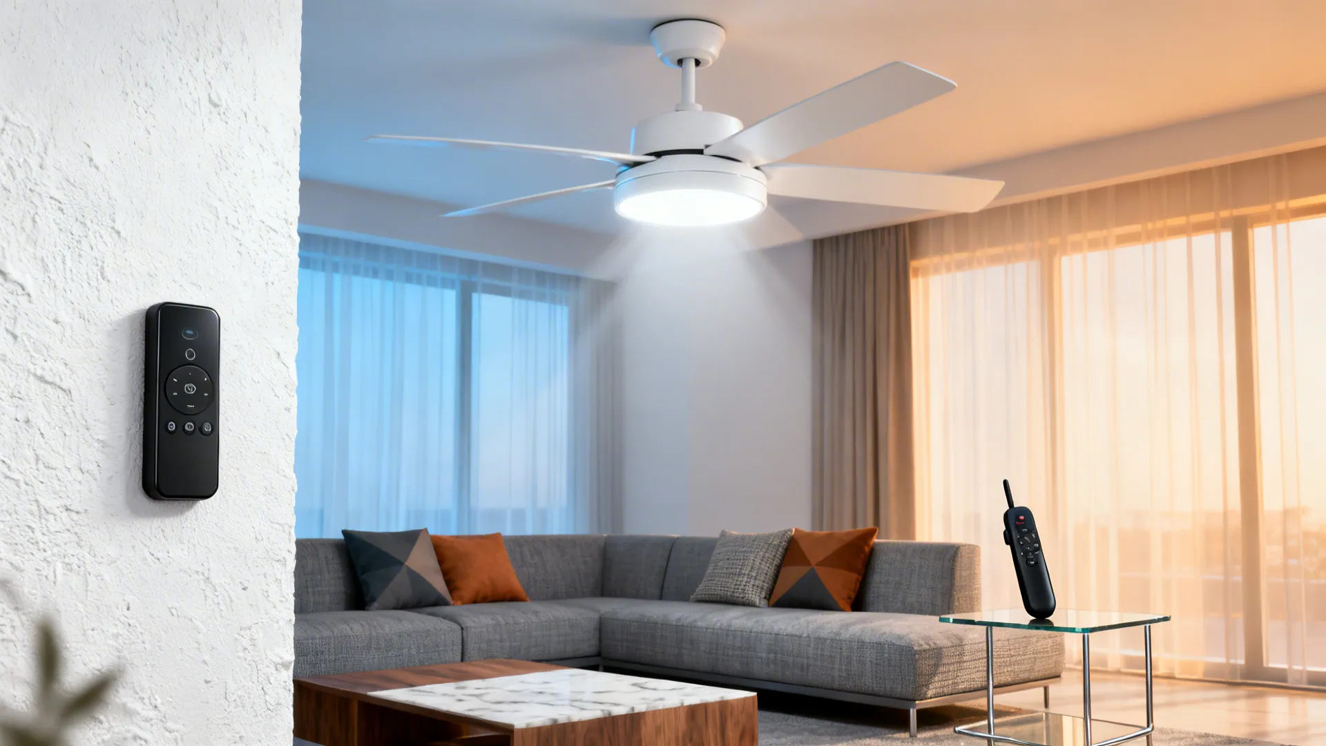2. Remote-controlled fan with color-temperature tuning