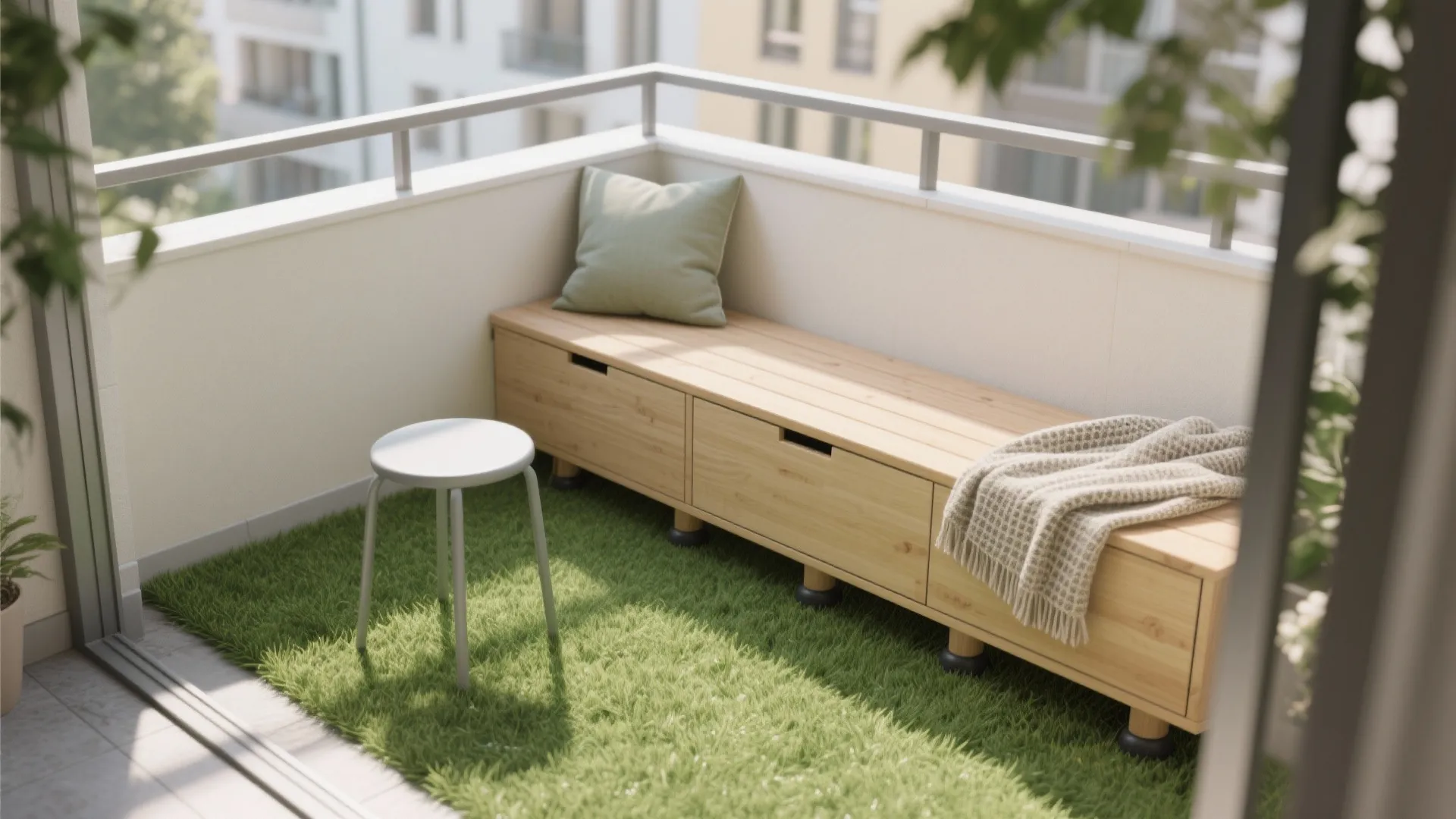 Minimalist storage meets artificial turf