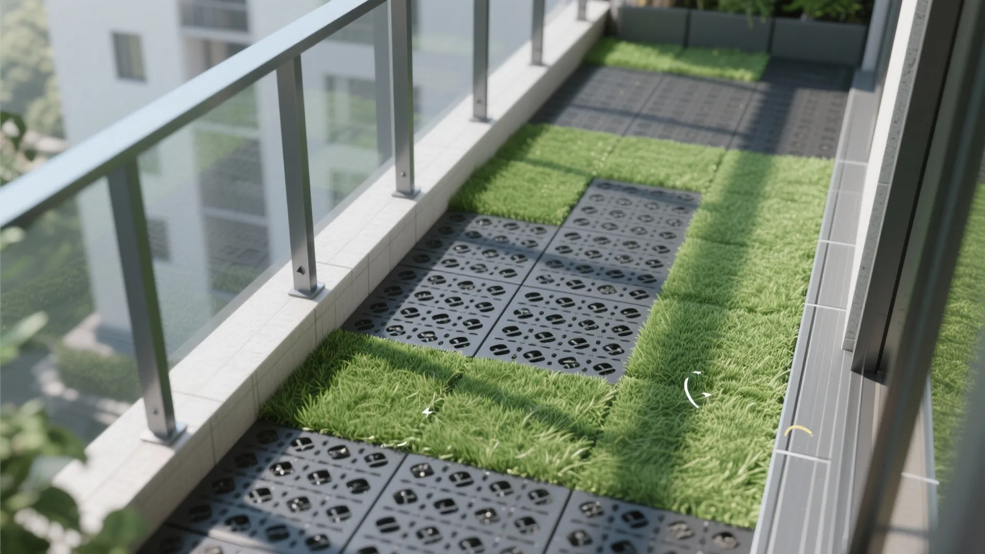 Layered turf + drainage tiles for all-weather comfort