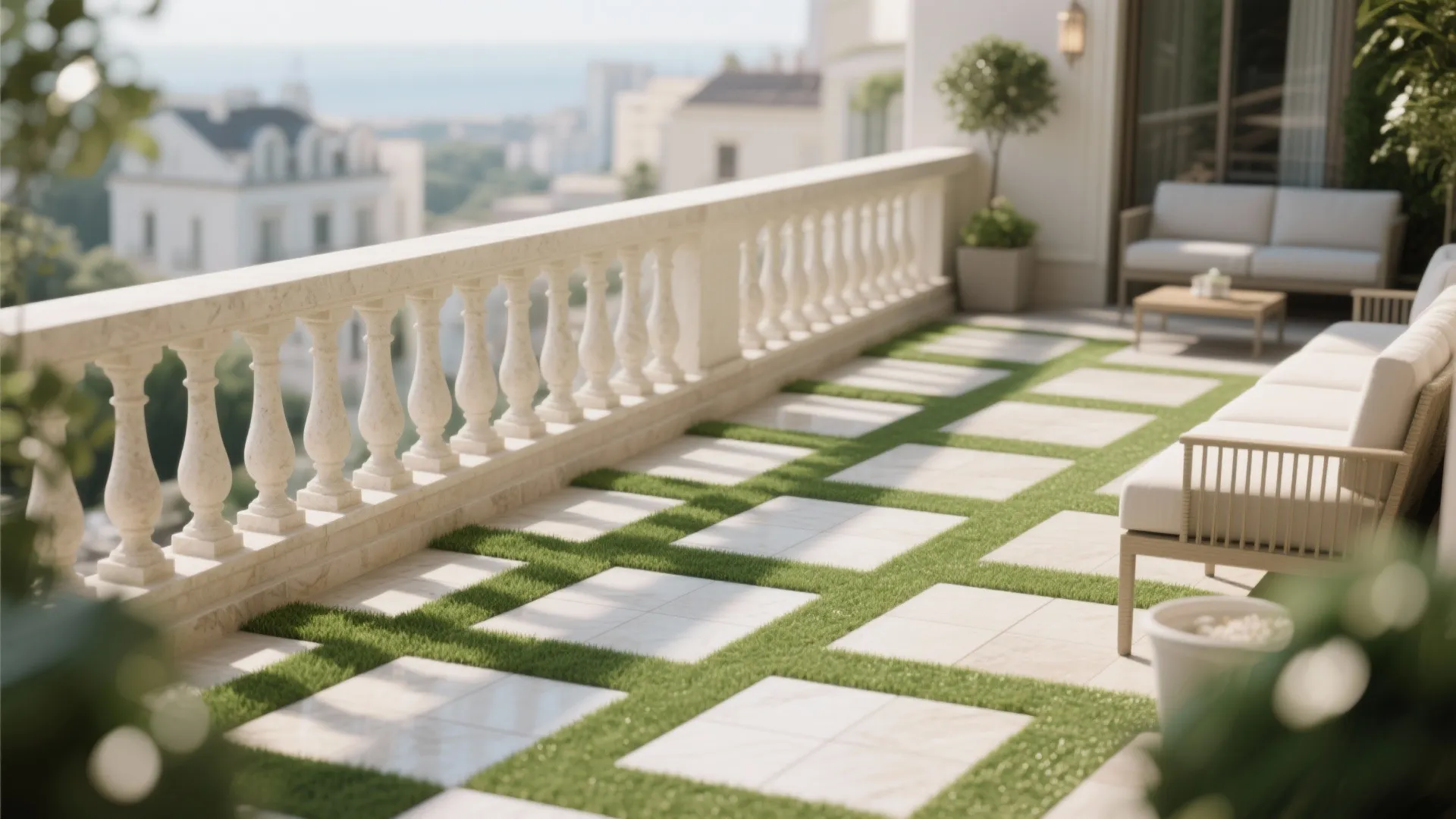 Pattern Play: Turf with Pavers or Rugs