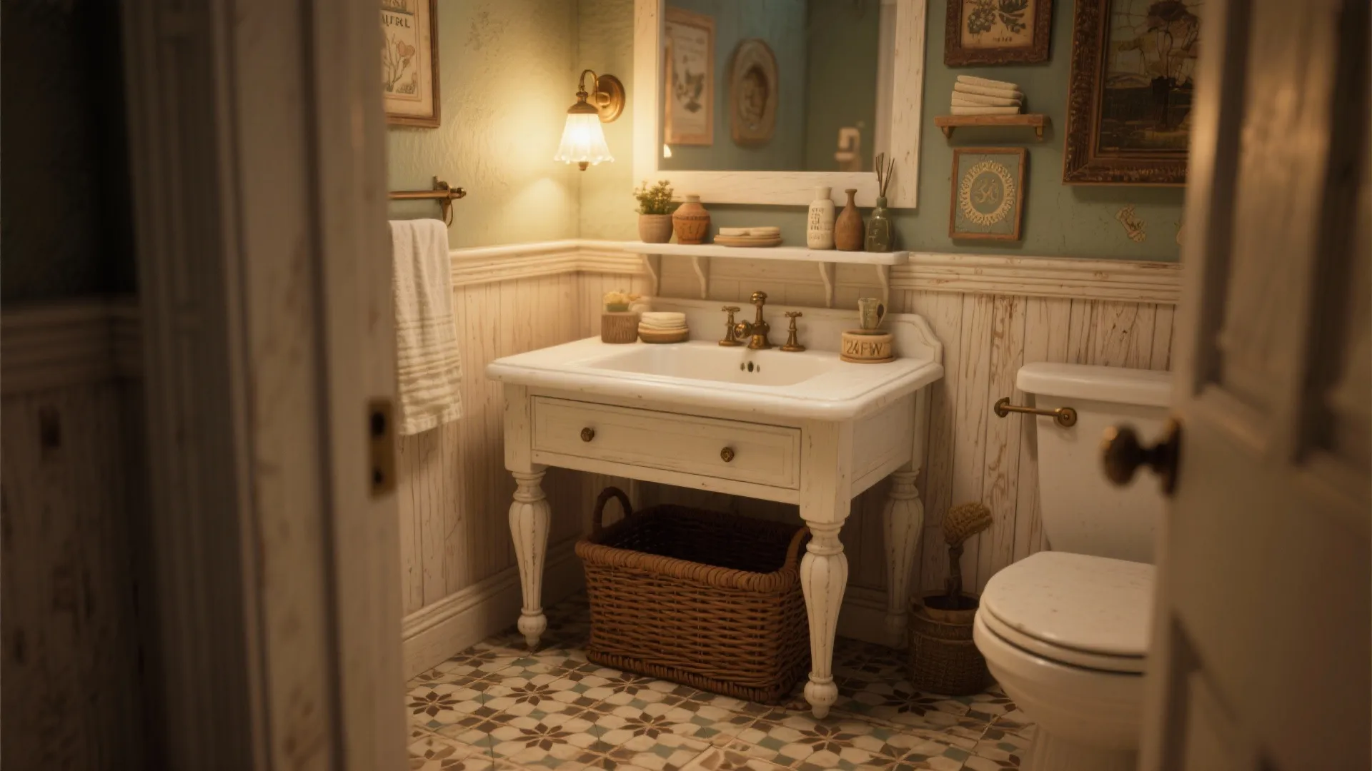 4. Vintage-Inspired Turned-Leg Vanity for Character
