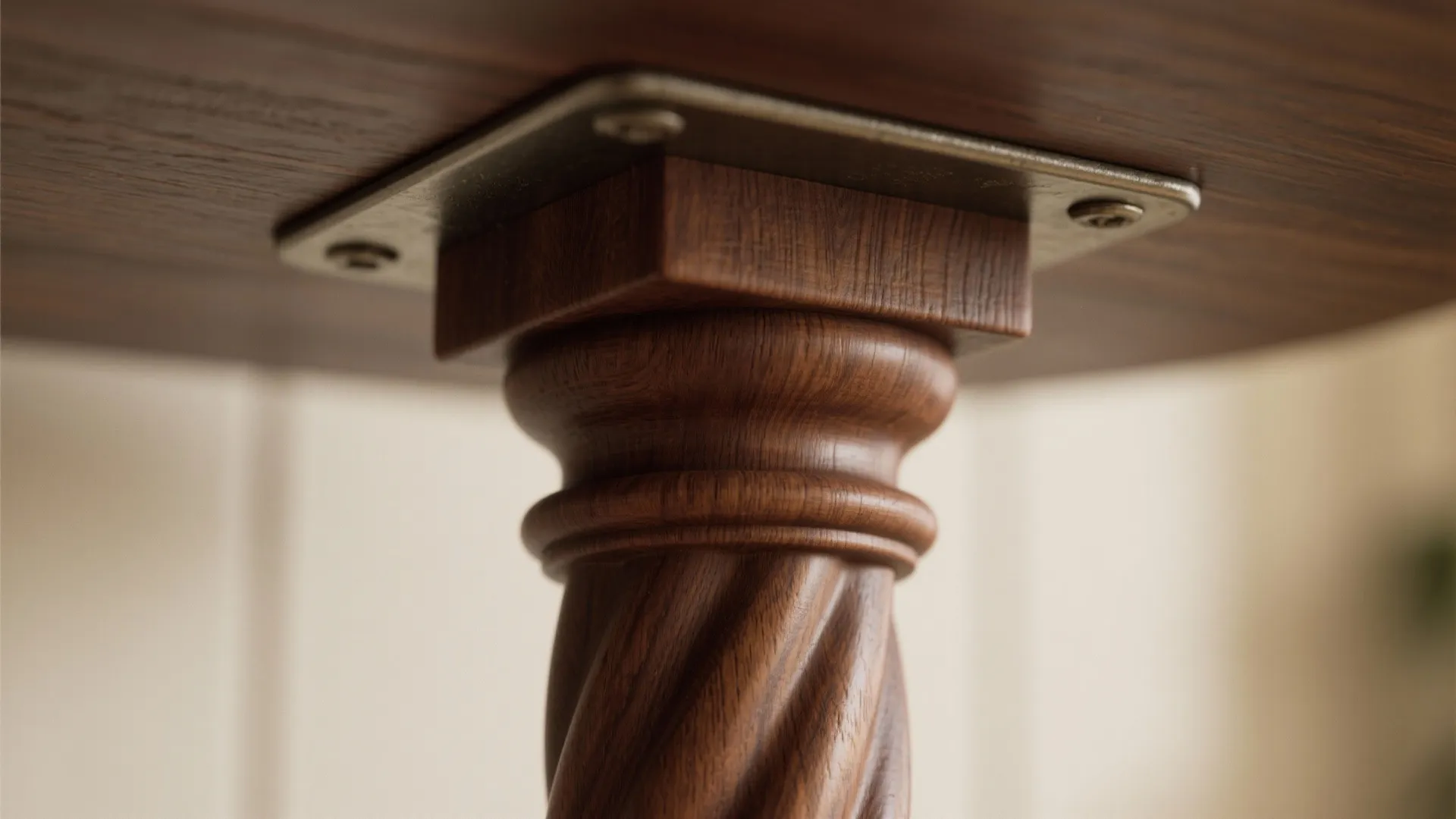 2. Turned-wood pedestal with hidden mounting plate