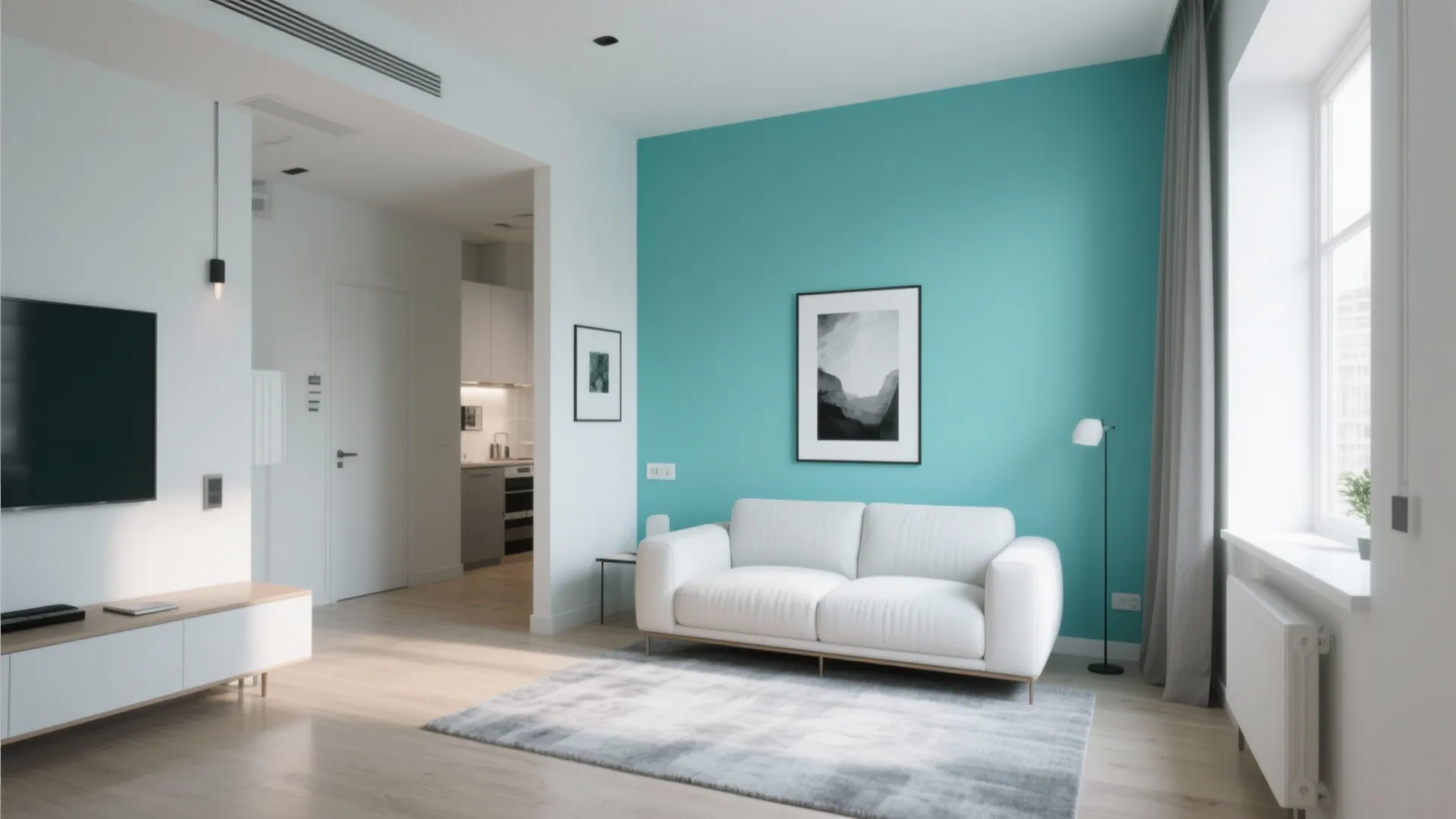1. Minimalist Turquoise Accent Wall
