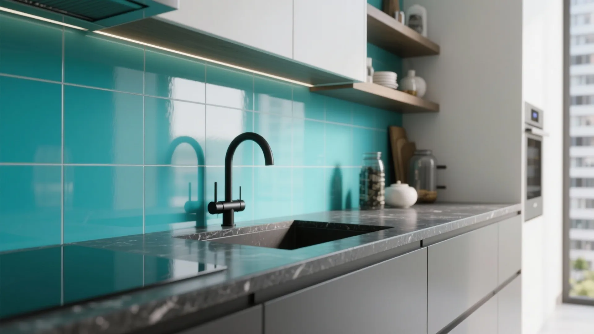 3. Turquoise Splash with Minimalist Black Accents