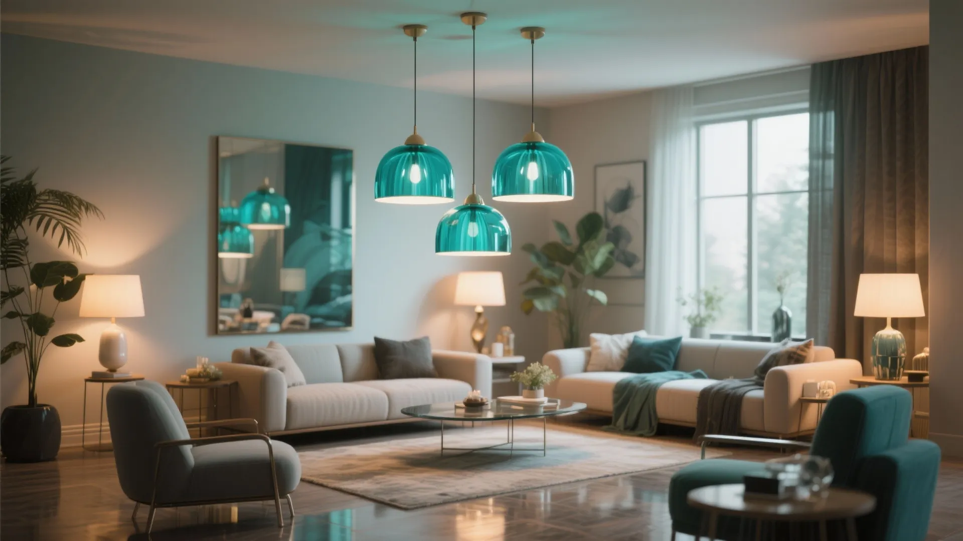 7. Statement Turquoise Lighting