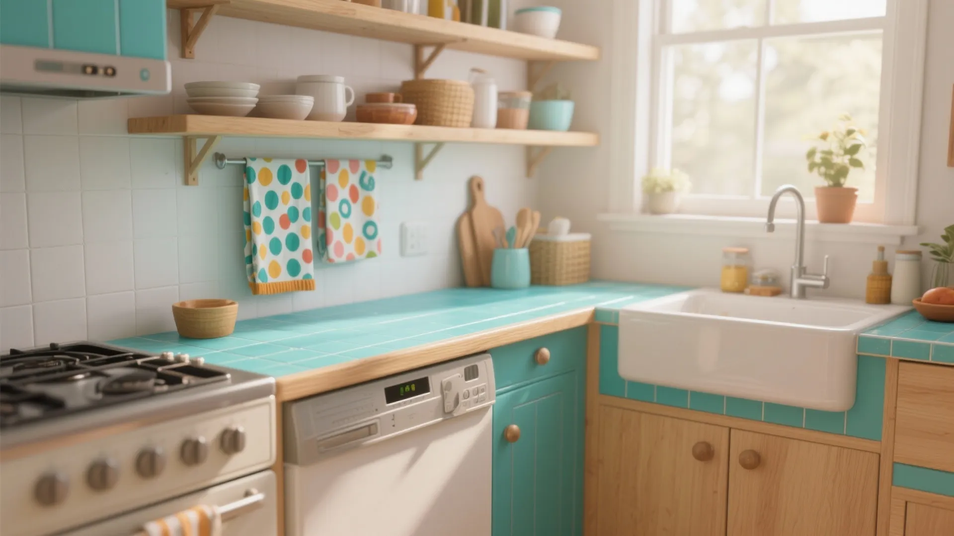3. Turquoise Laminate for a Budget-Friendly Pop