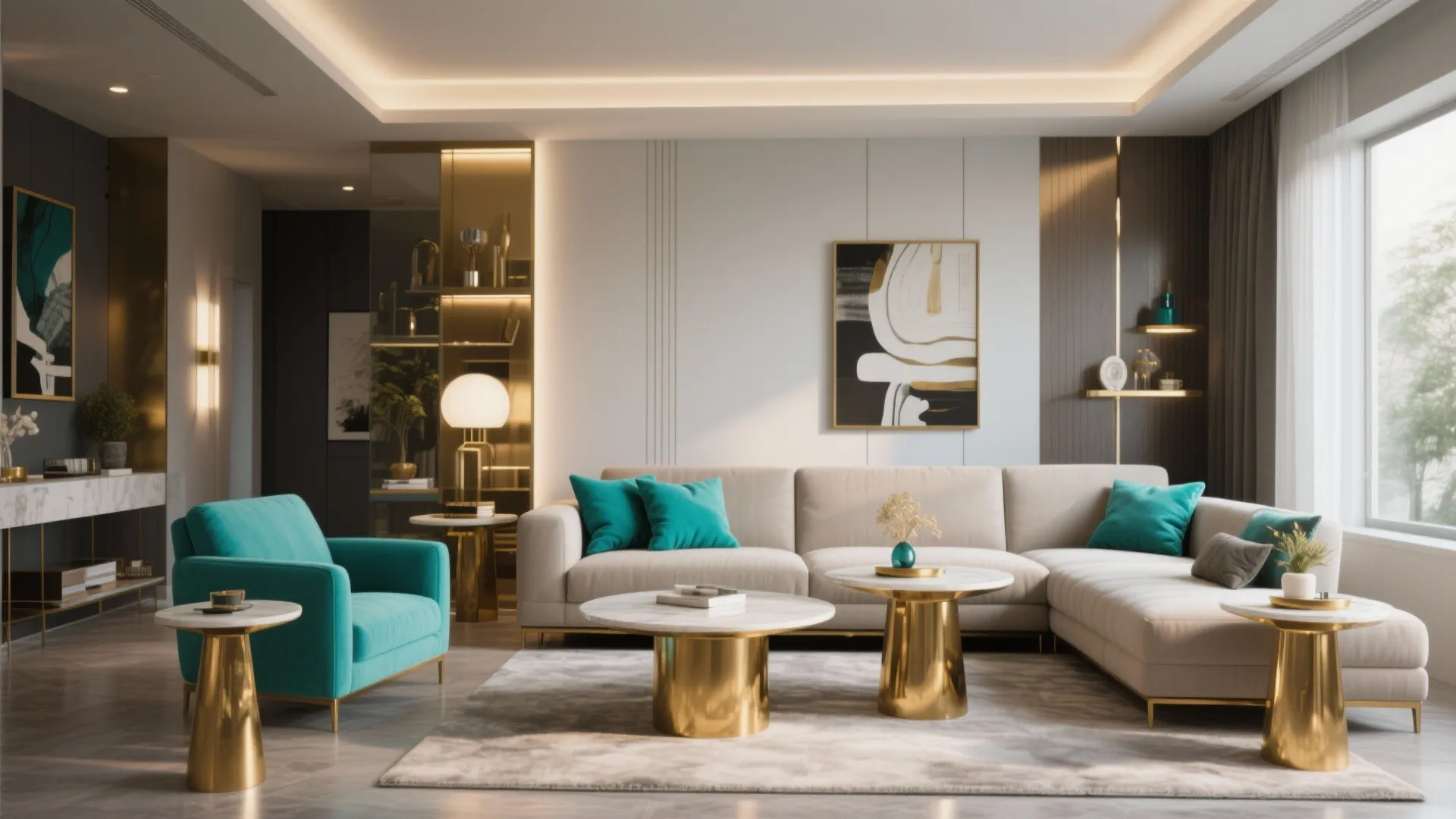 10. Turquoise + Metallic Accents