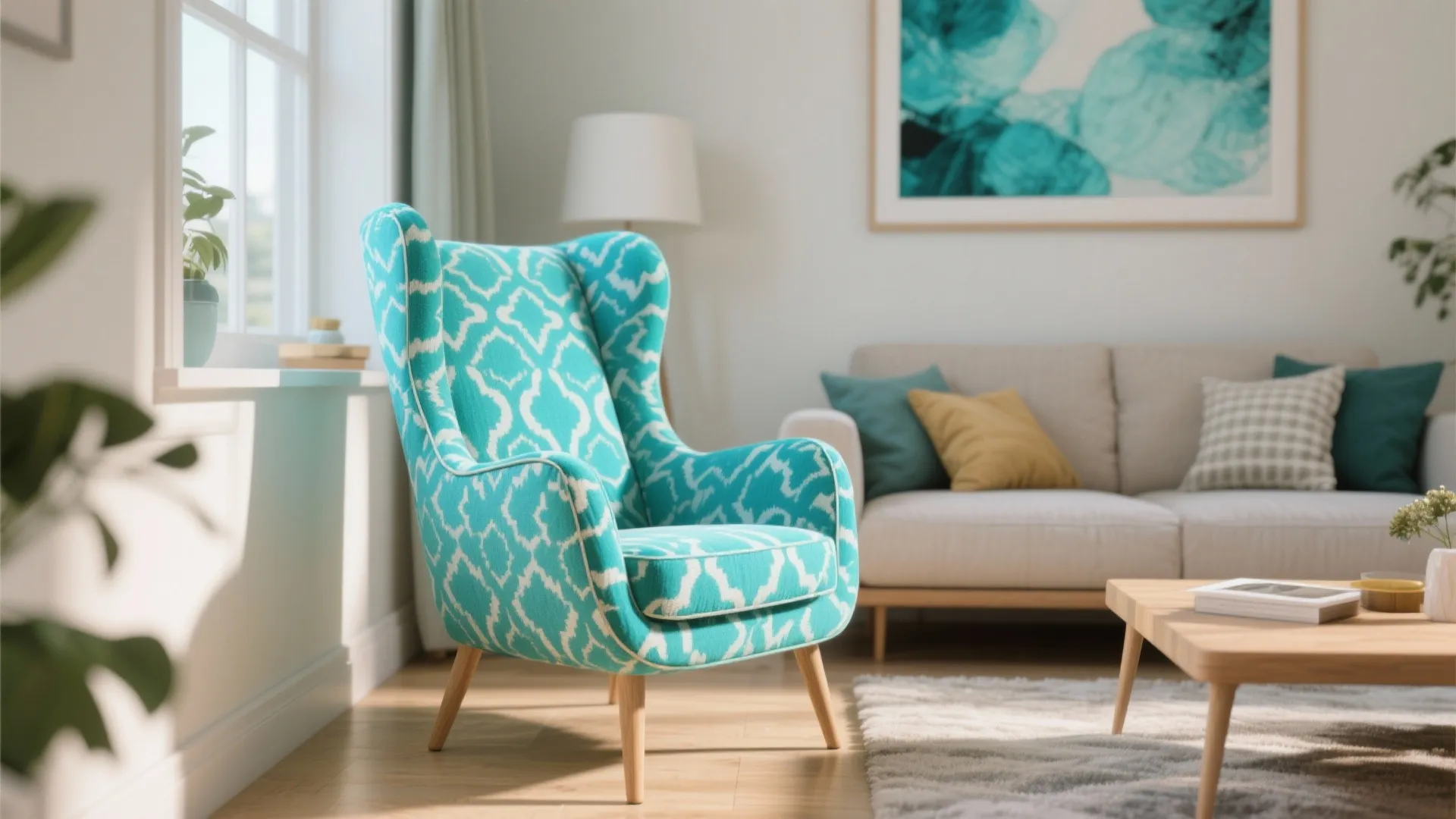 3. Turquoise Statement Chair with Pattern
