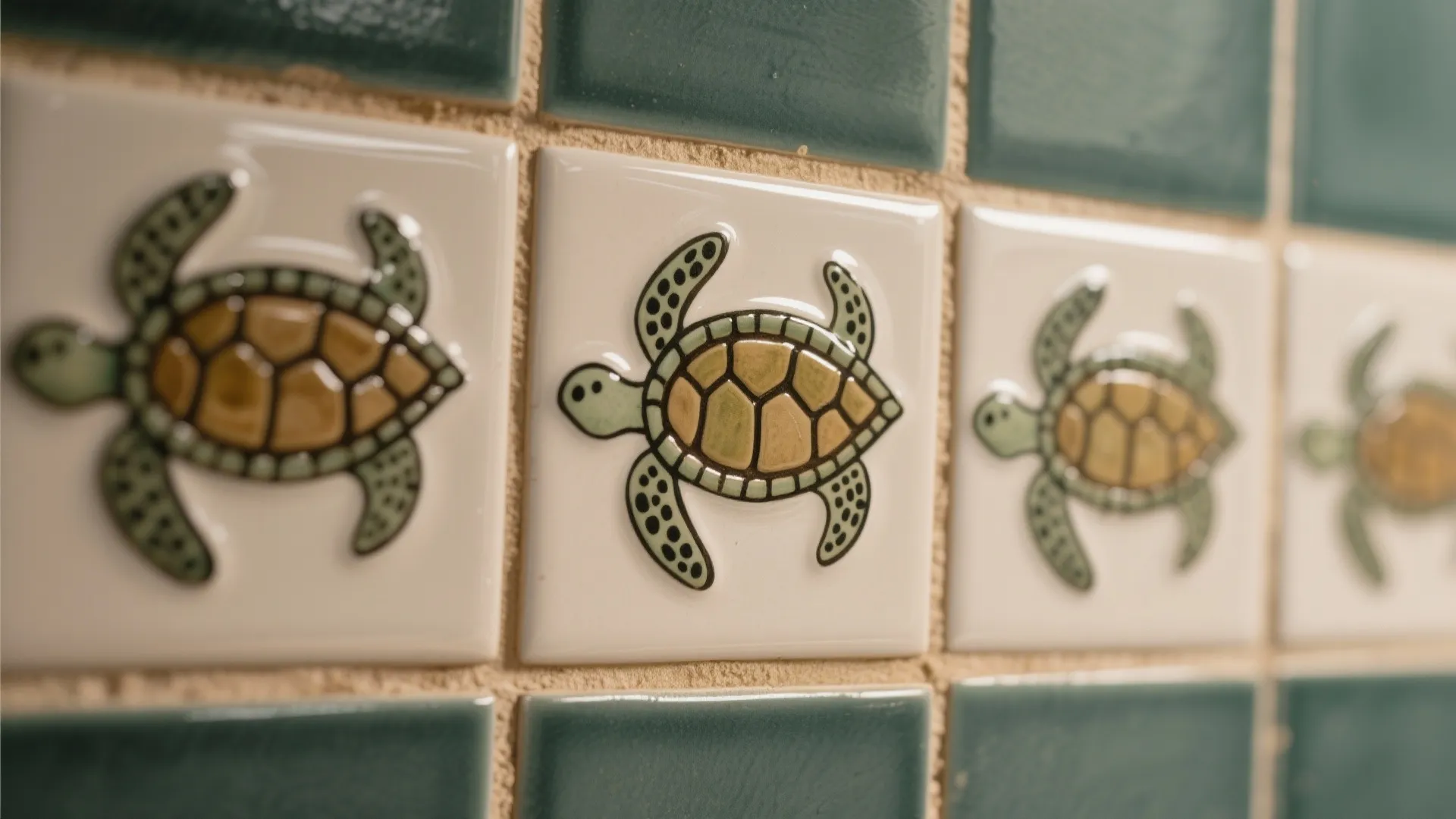 2. Ceramic Turtle Tile Accent