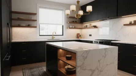 5 Bold Ideas for Kitchens with Black Cabinets + White Countertops