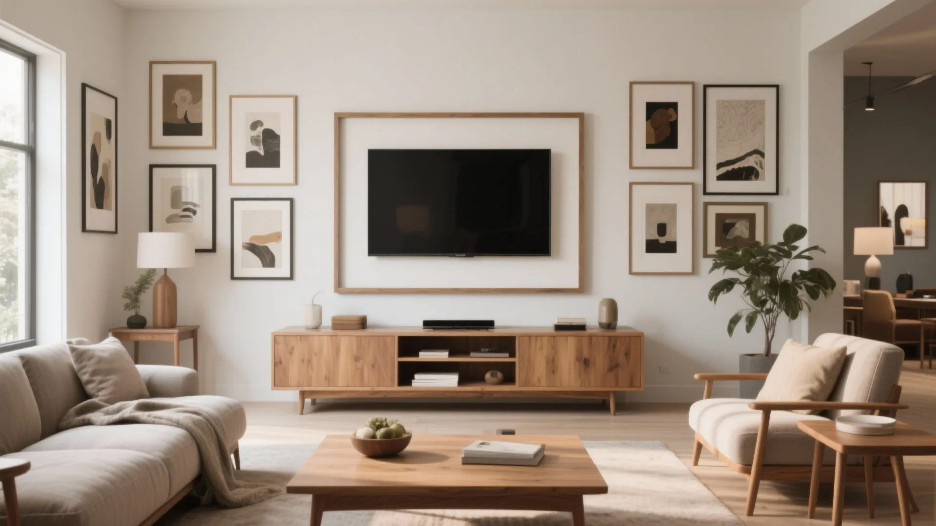 Wall-Mounted TV with Art Frame