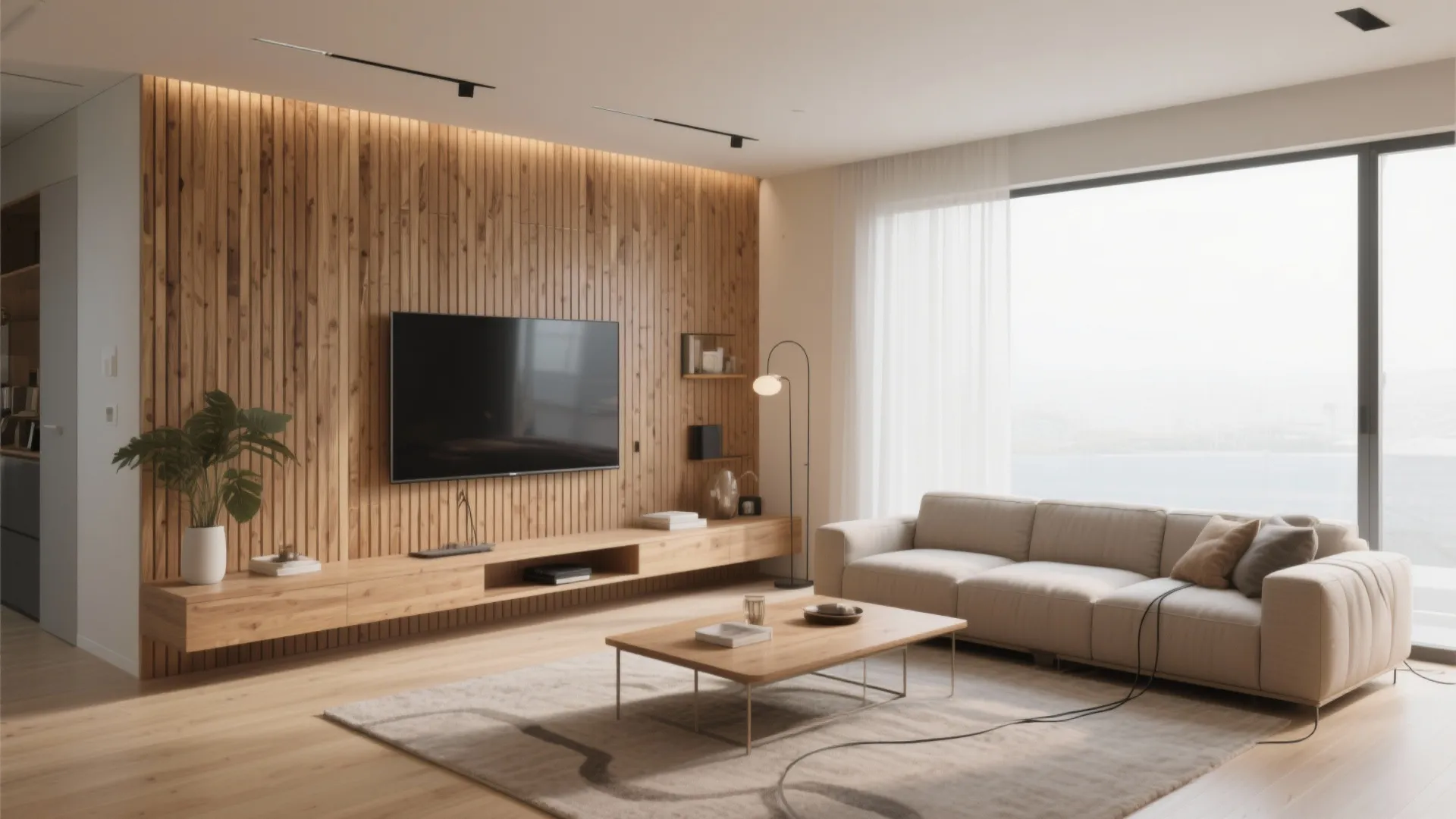 3. Slat Wall as a TV Backdrop