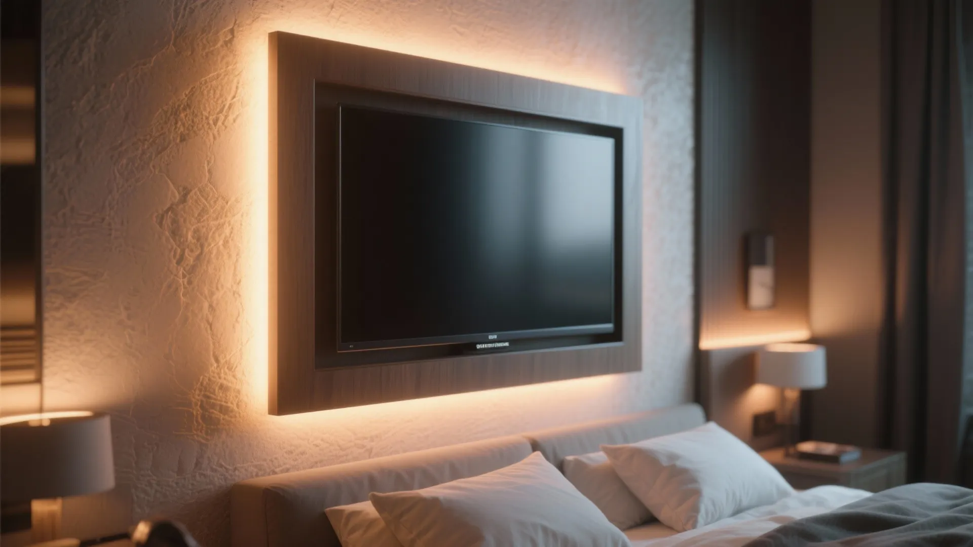Wall-Mounted TV with Backlighting