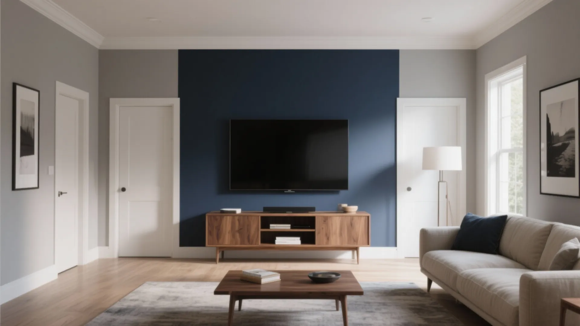 Bold Accent Wall with Balanced Neutrals