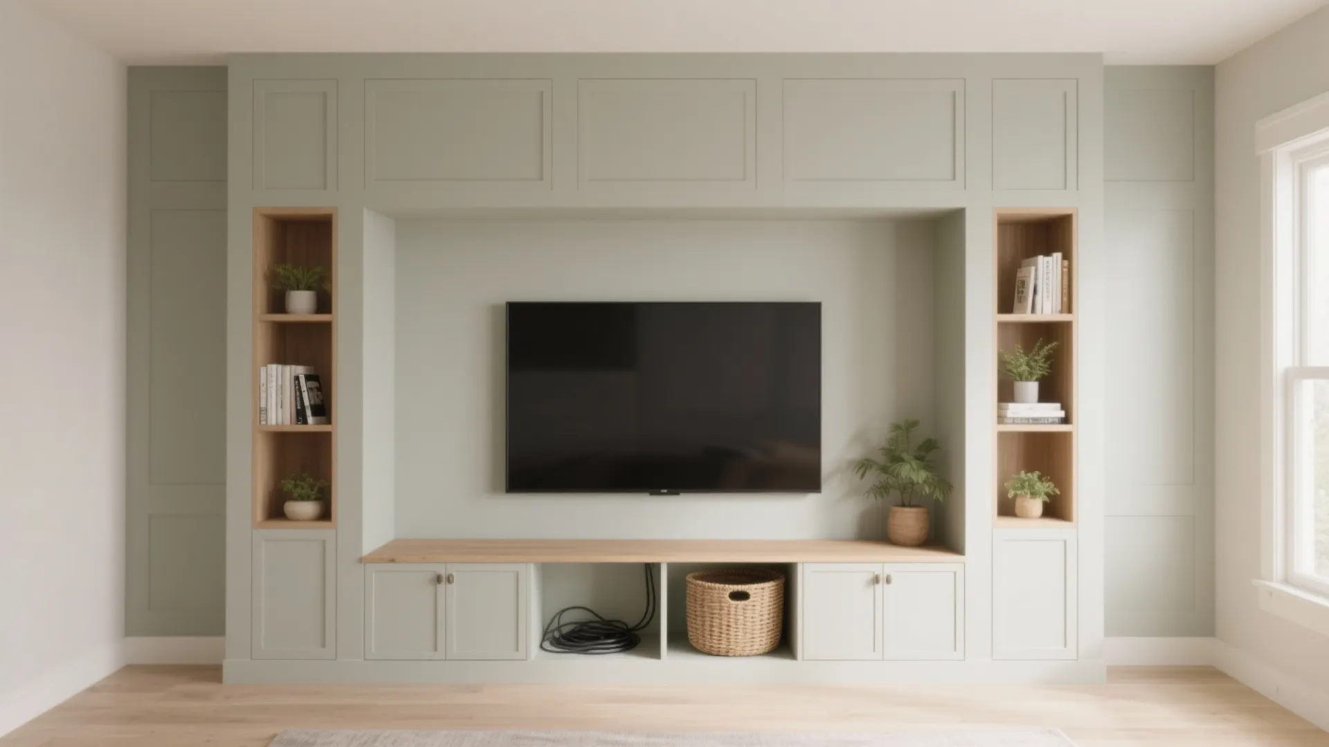 Built-in-look storage around the TV