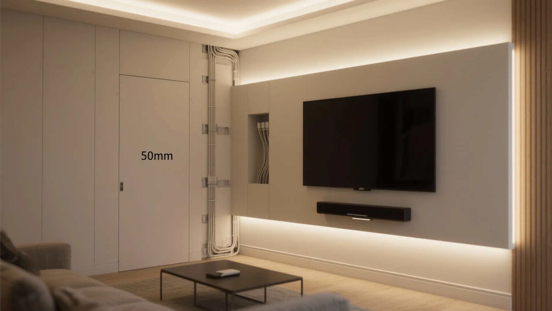 Built-Out Drywall Feature Walls for Lighting and Wiring