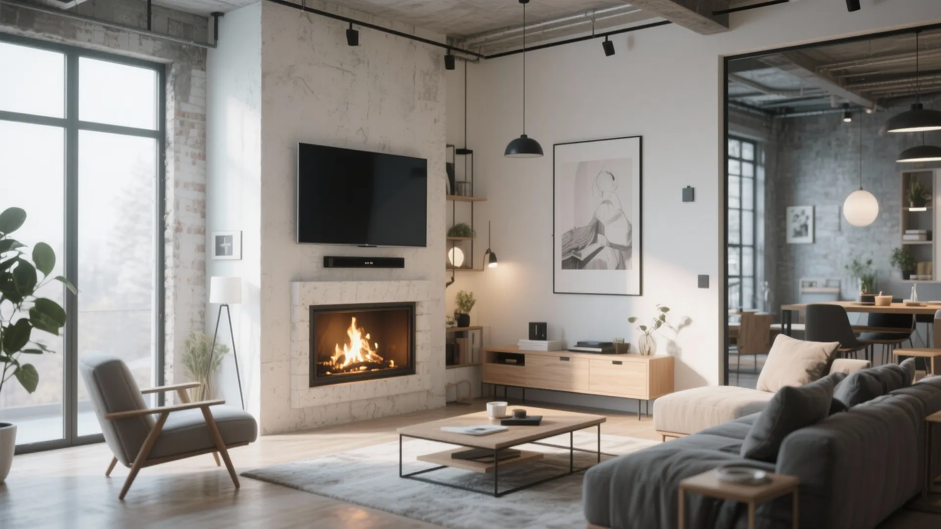 8. Corner TV and Fireplace Pairing