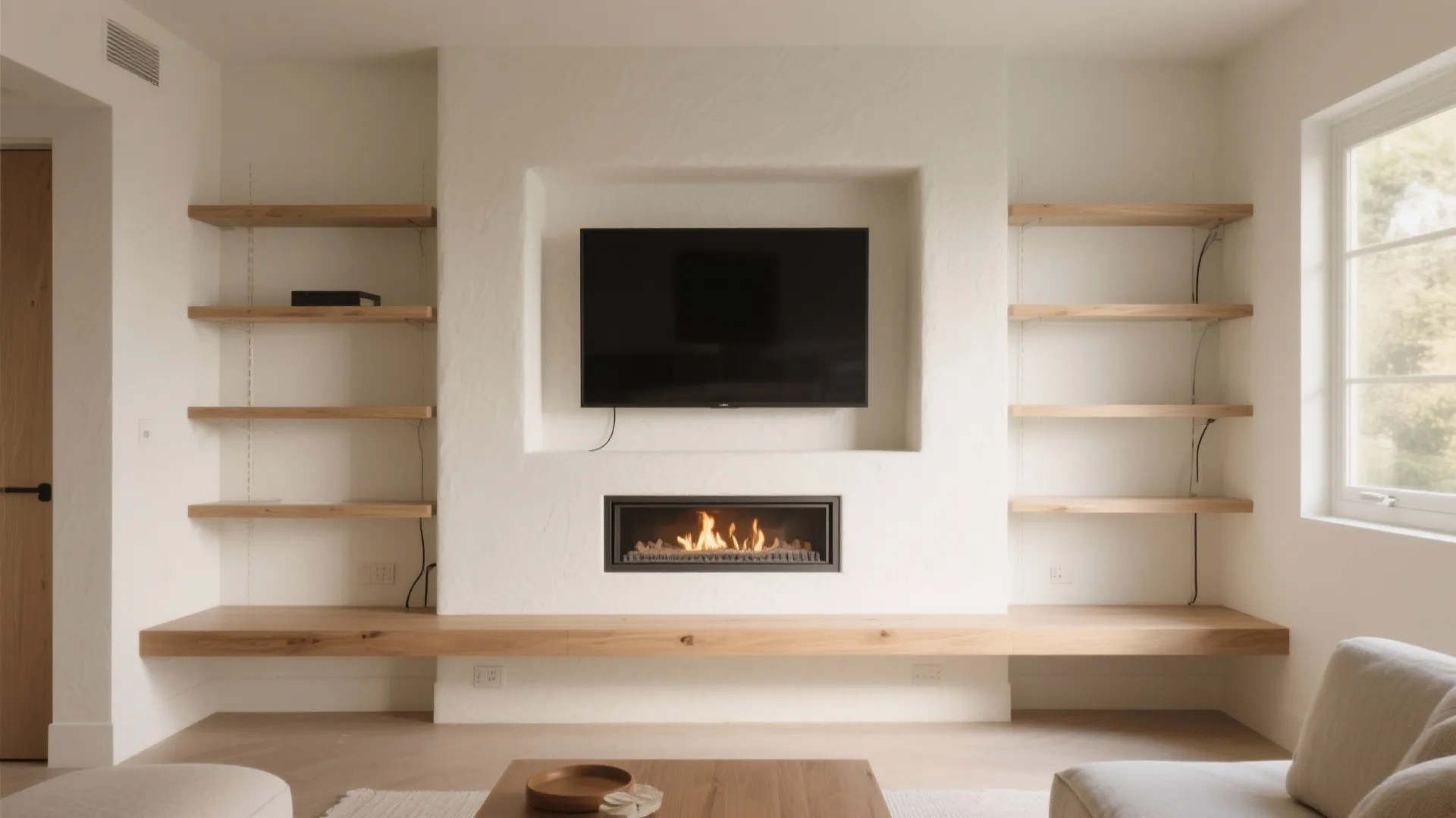 Built-In Niche Around the TV and Fireplace