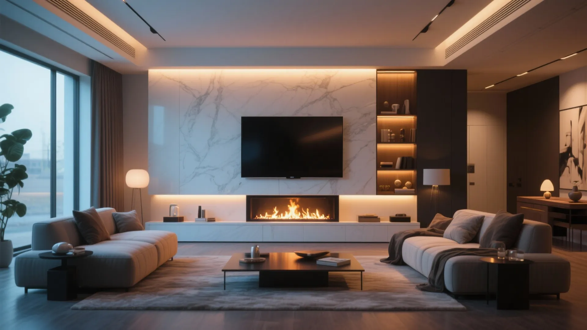 Fireplace and TV Combo Wall