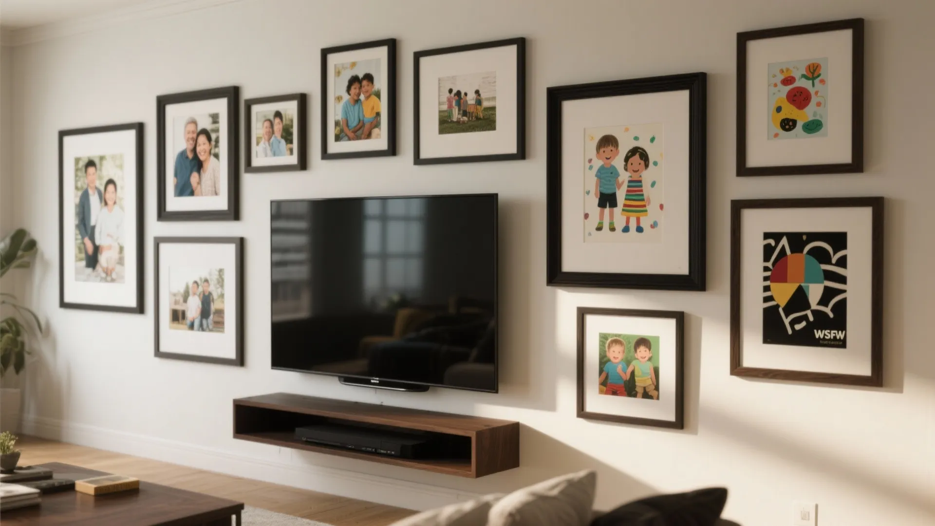 Organic Gallery Around the TV (Blend Media and Family Photos)