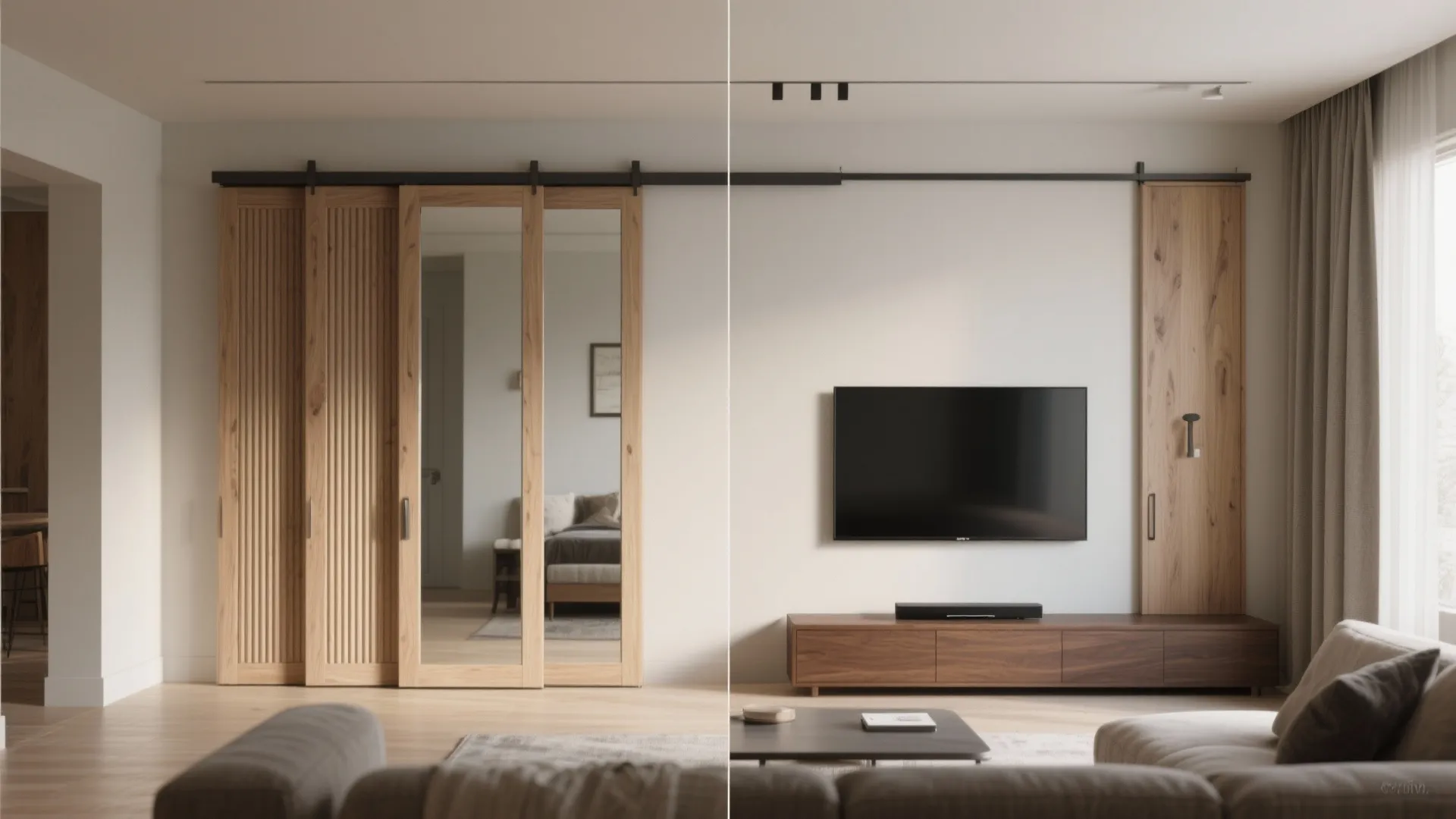 Disappearing act: sliding panels or a mirrored cabinet