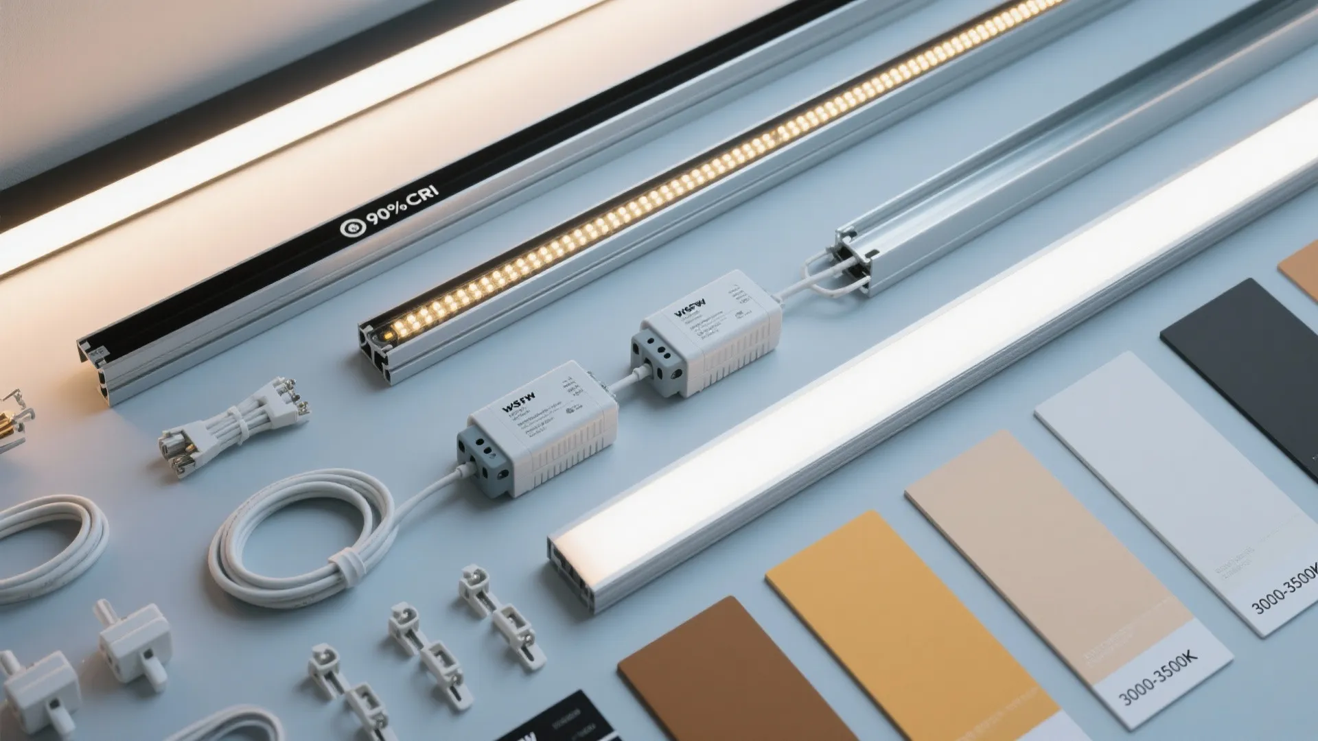 Compact media wall with integrated lighting