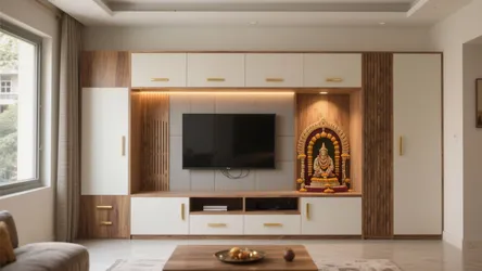 TV Unit Design with Pooja Mandir: 5 Smart Ideas