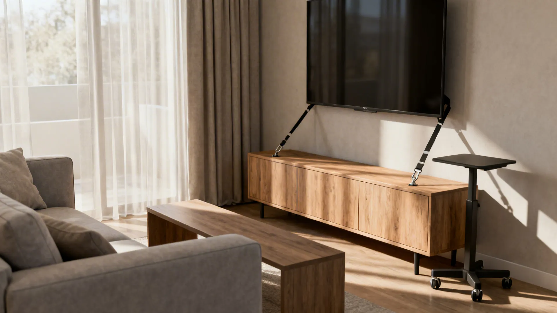 5. Use furniture arrangement instead of wall mounting