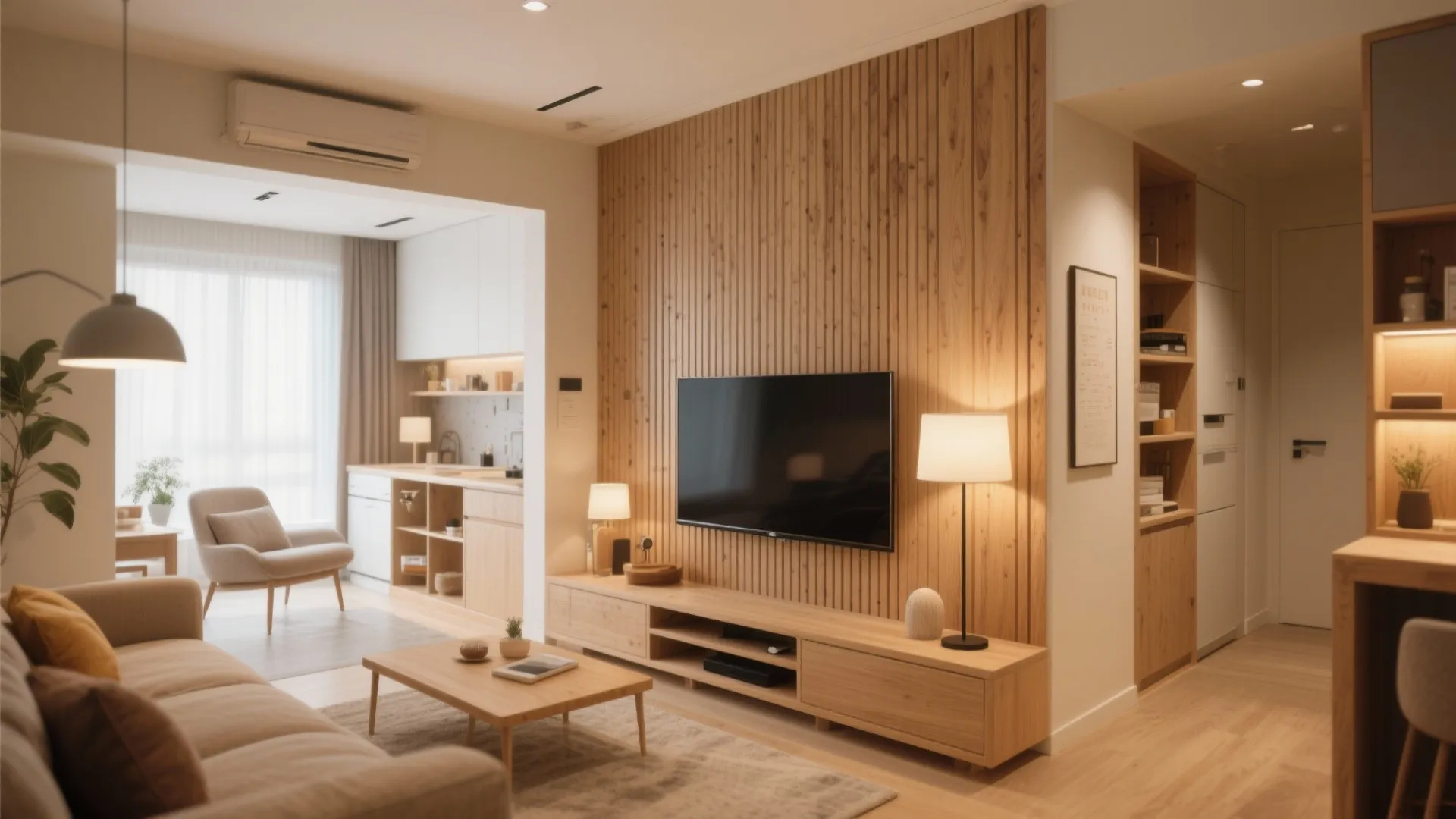 TV integrated into partition wall