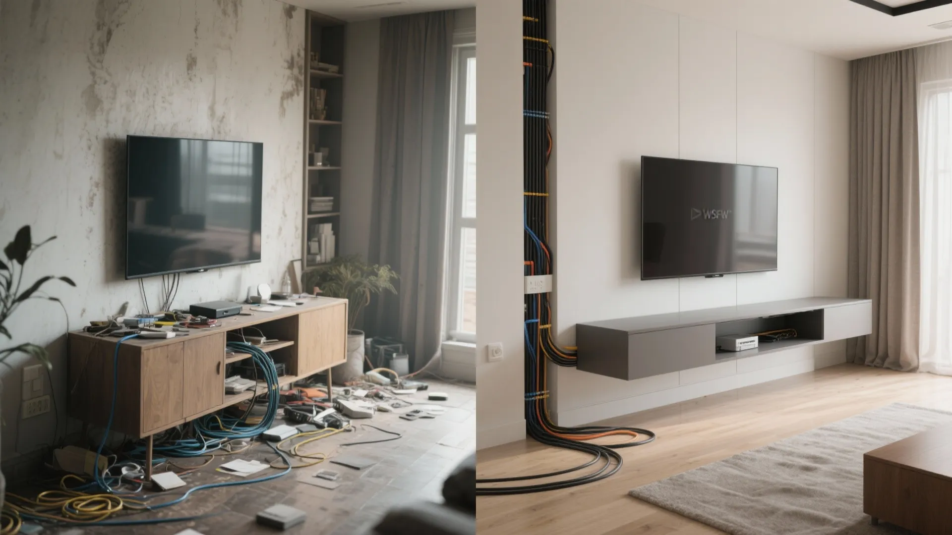 2) Floating Console With Hidden Cable Spine