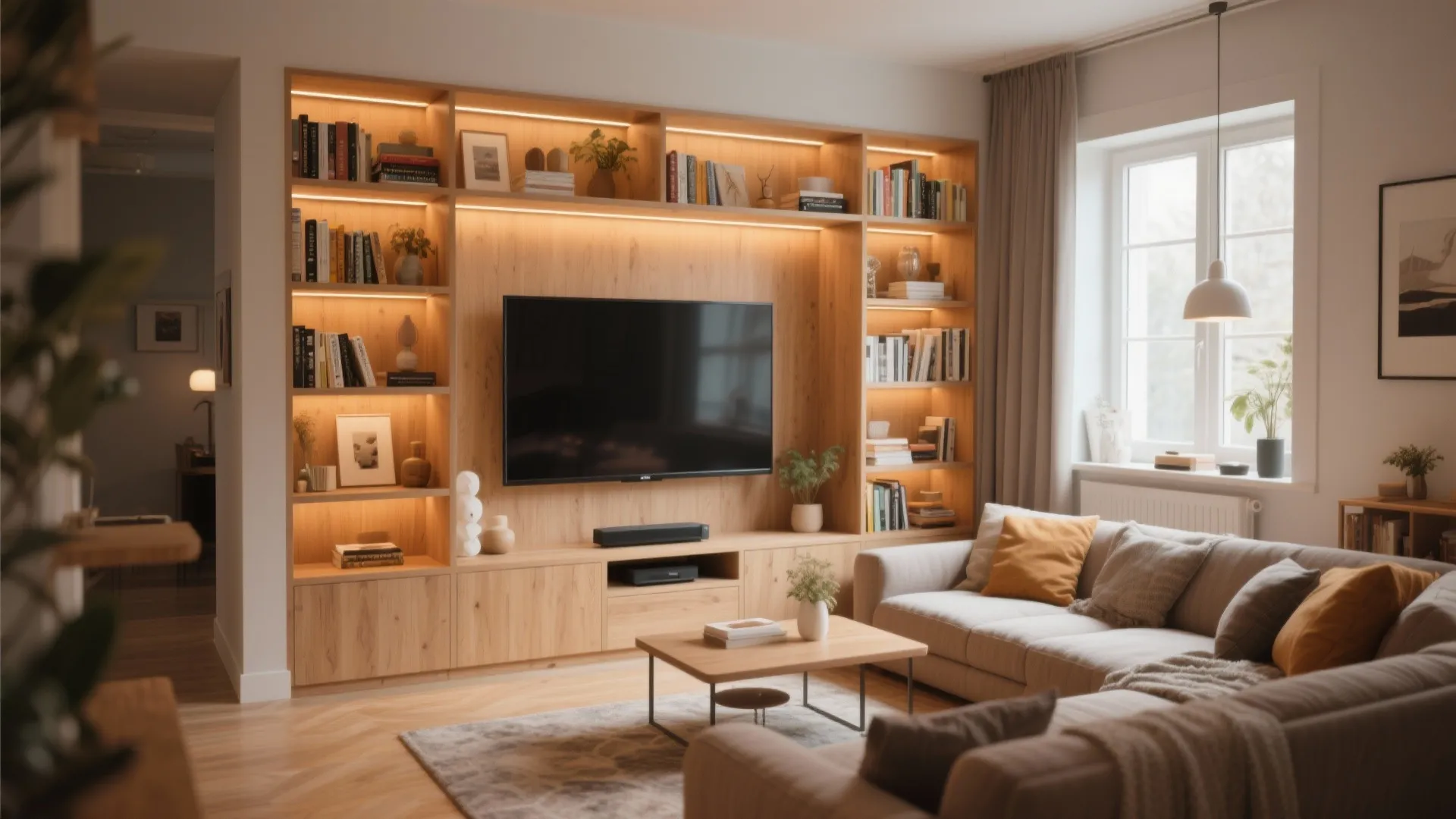 Built-In Storage Around the TV