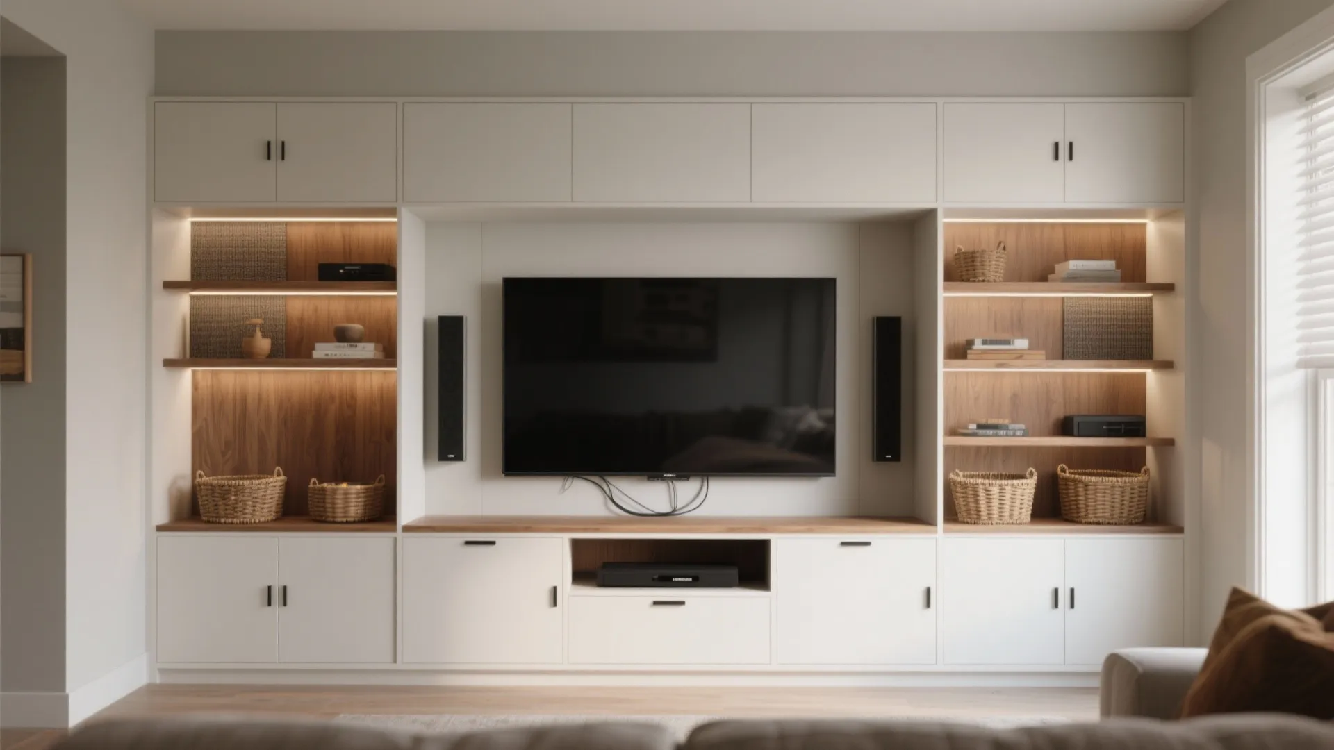 The multitasking TV wall with built-ins