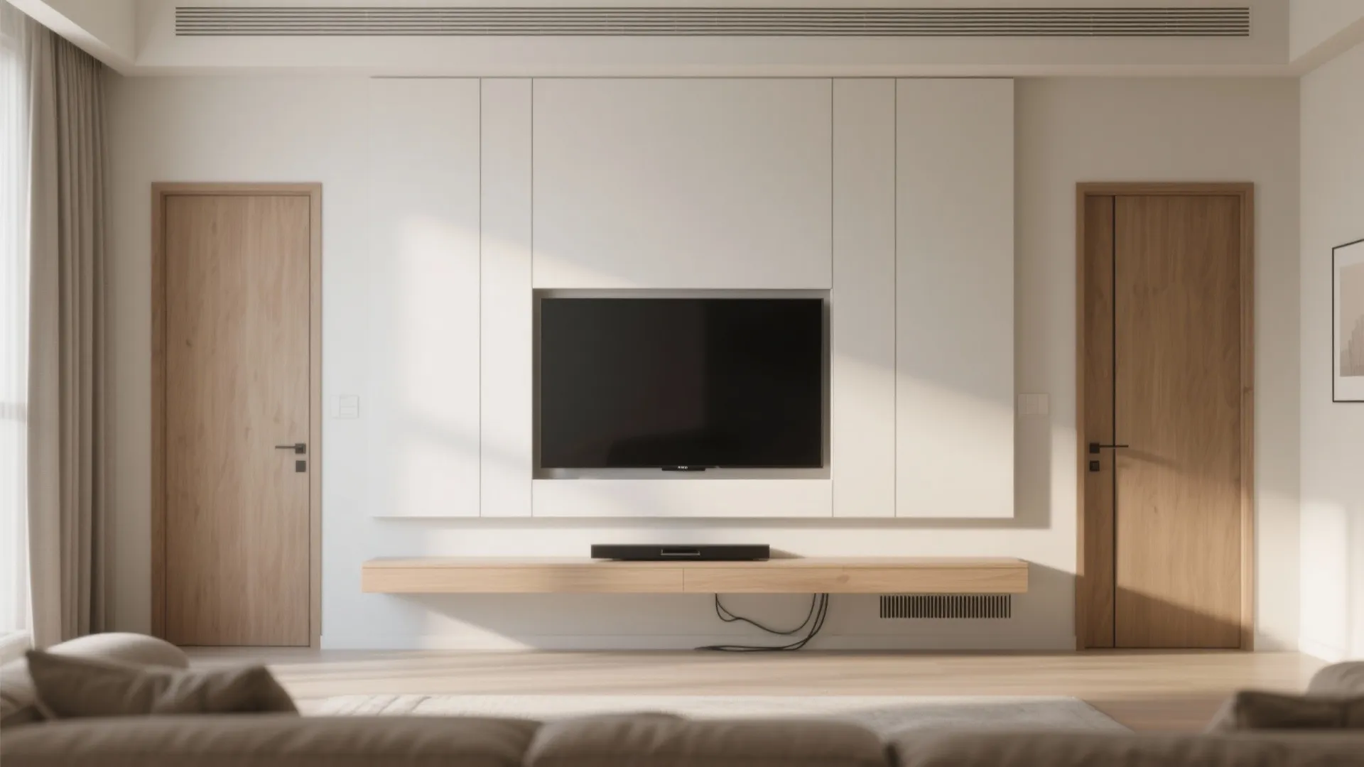 Minimalist TV Wall With Hidden Storage