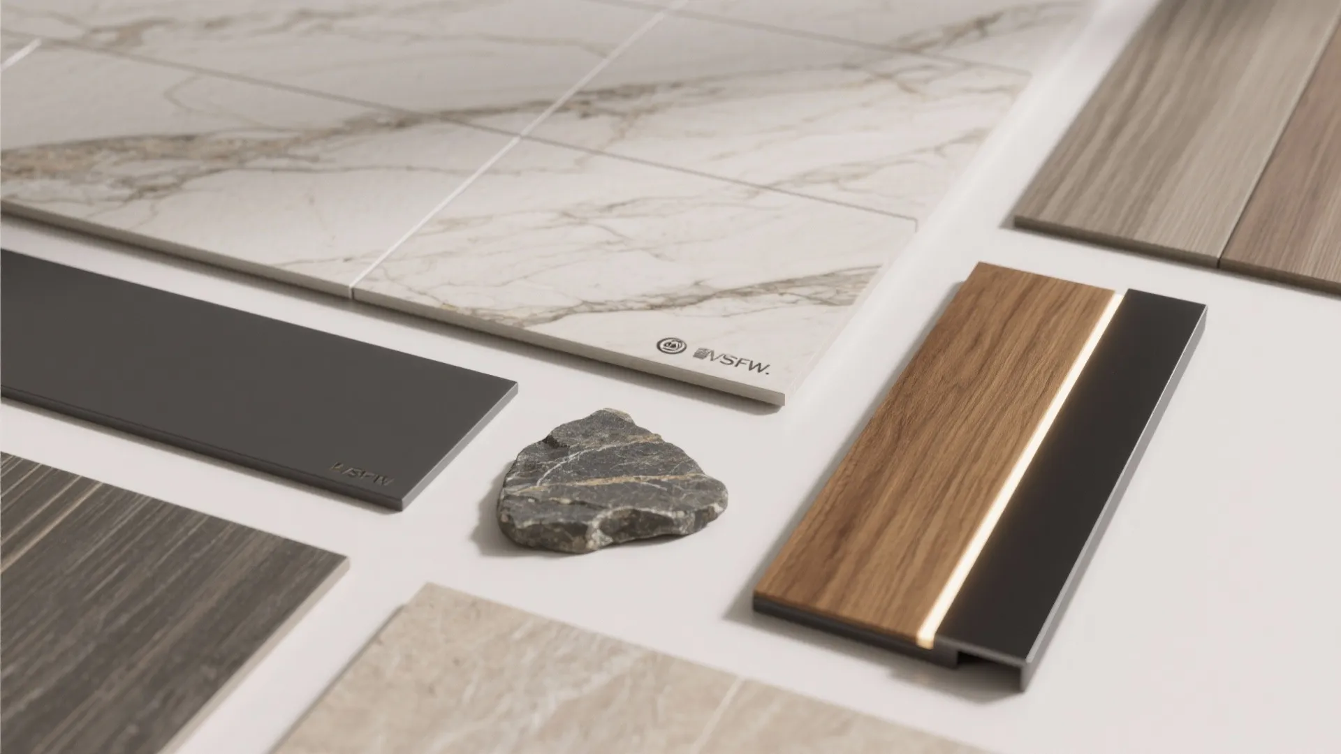 Monolithic stone-look wall with a slim ledge