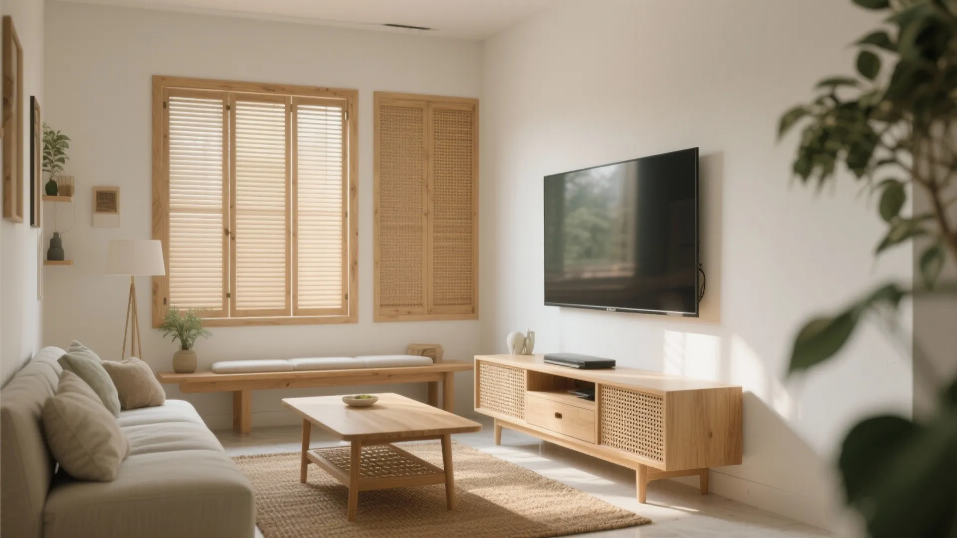 Warm wood and cane details that suit Pune’s light