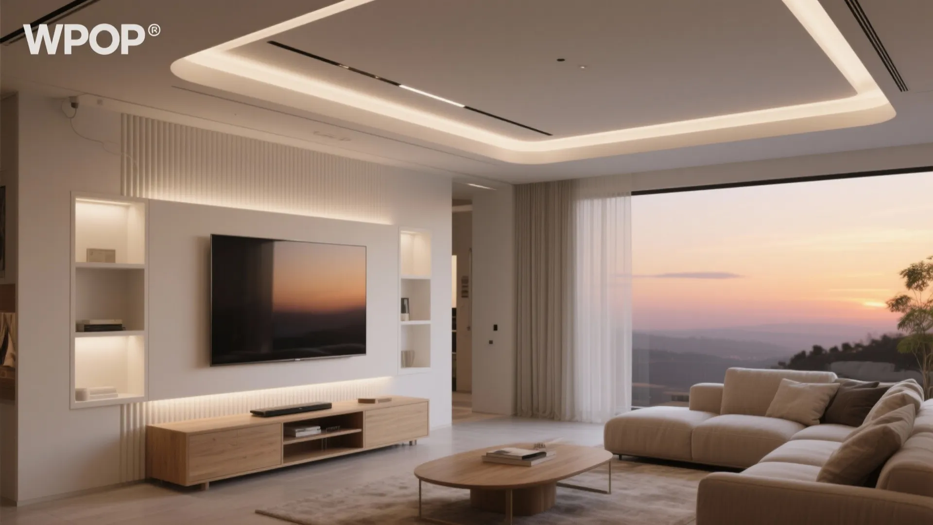 POP Ceiling + Floating TV Wall Integration