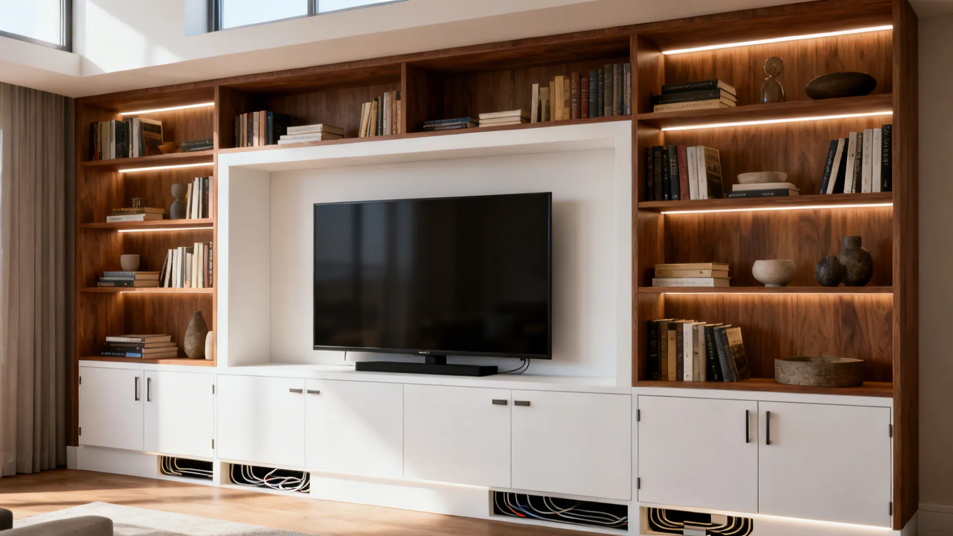 3. Multi-functional TV Wall with Shelving
