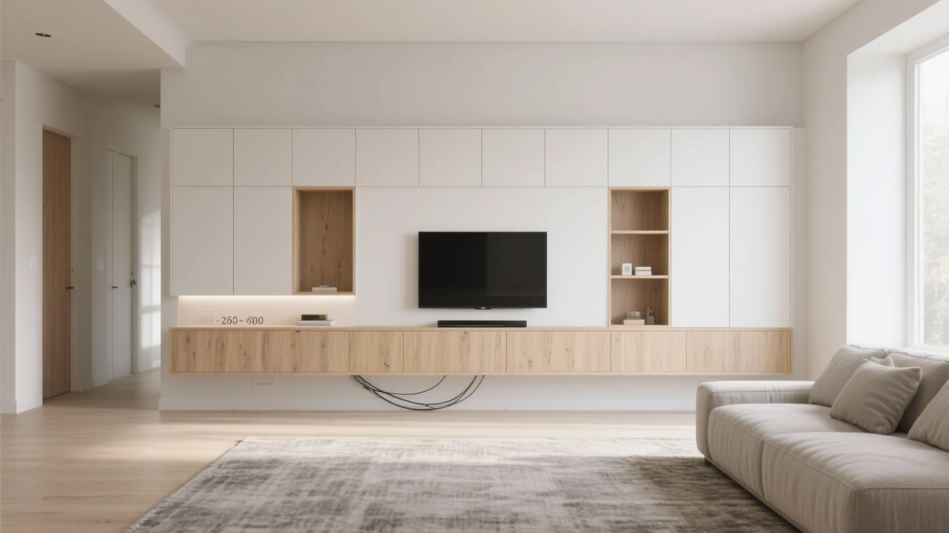 Minimalist Hall Storage That Blends with the TV Wall