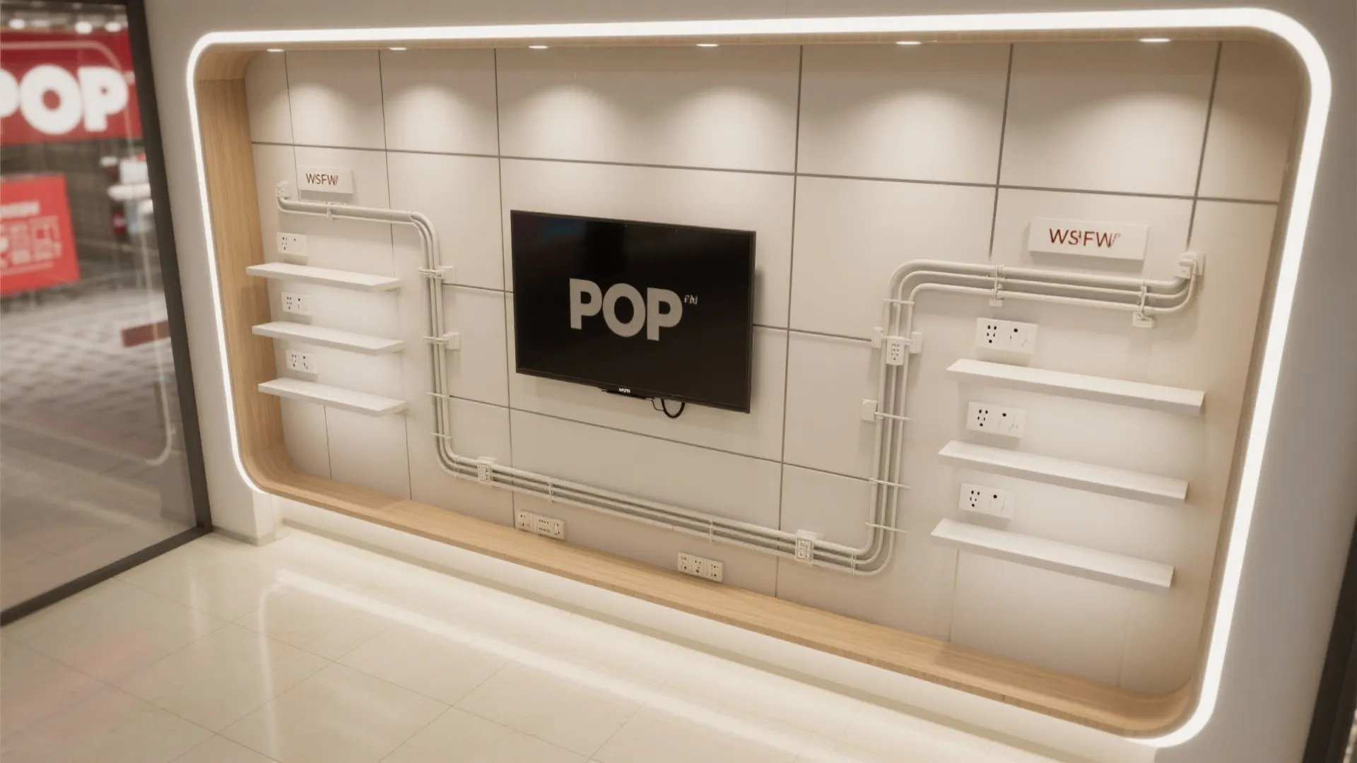 Floating TV Wall with Integrated Raceway