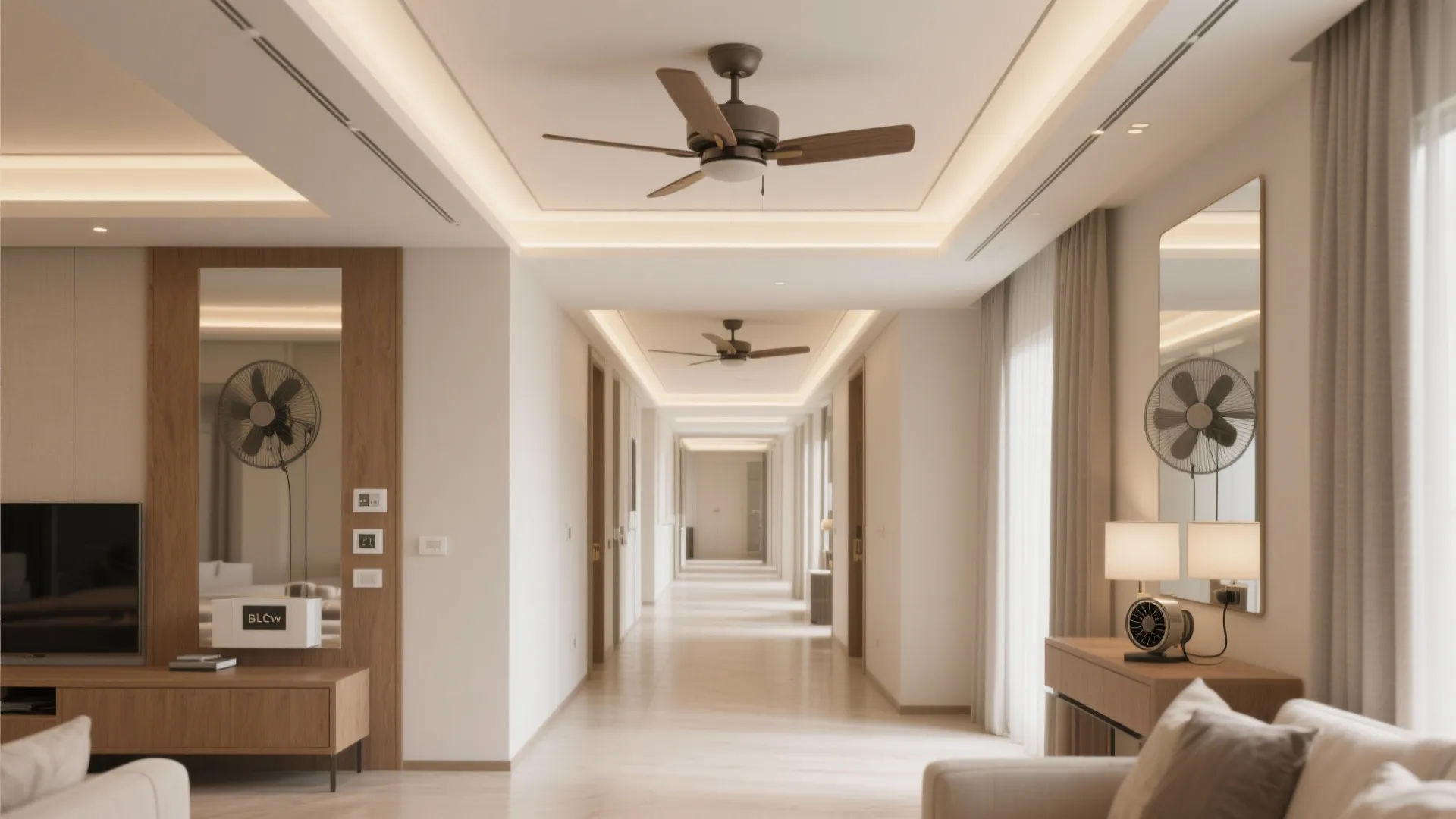 1) Twin Coffered Spine with Integrated Light Rails