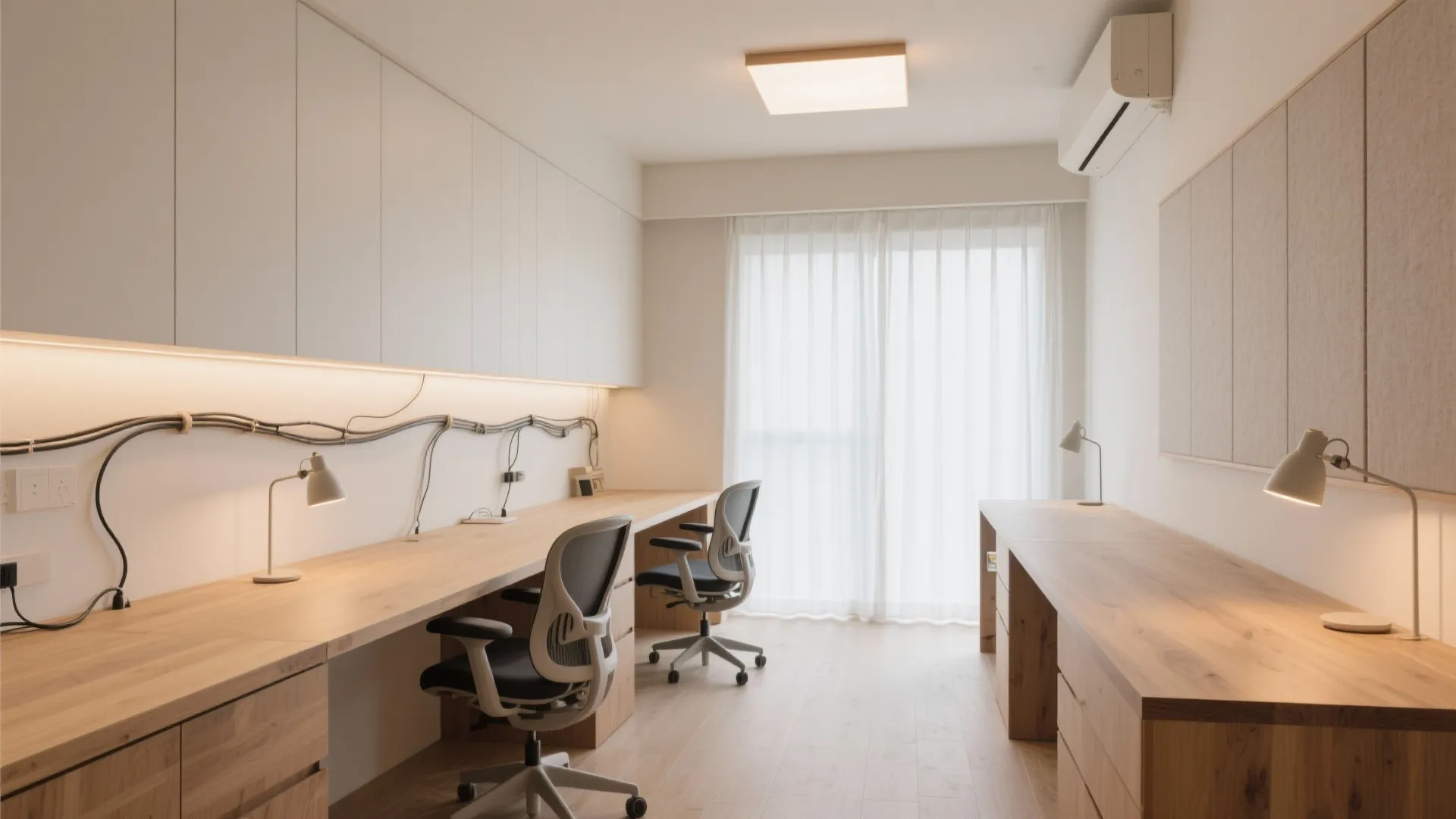 Tips 5: ワークルームは“2席1面”で。照明と音のルールを決める