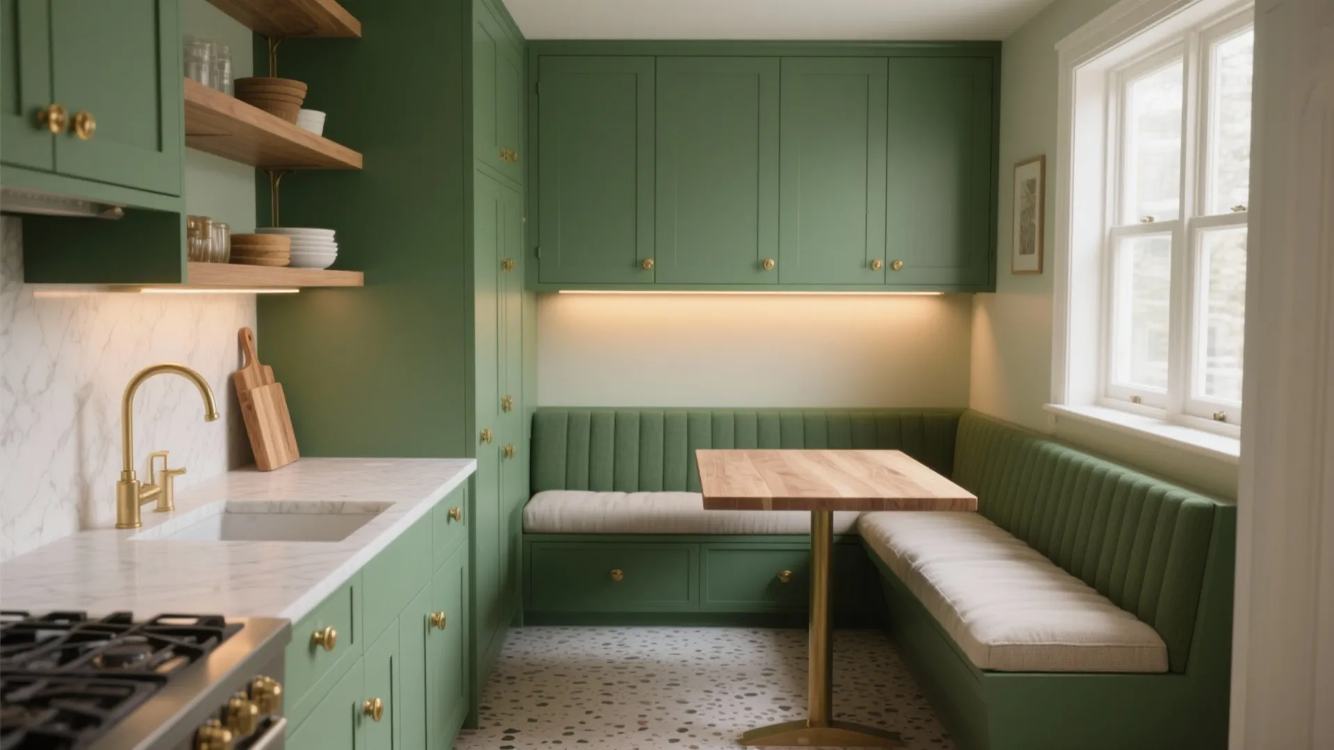 Two-Tone Green Kitchen or Dining Nook