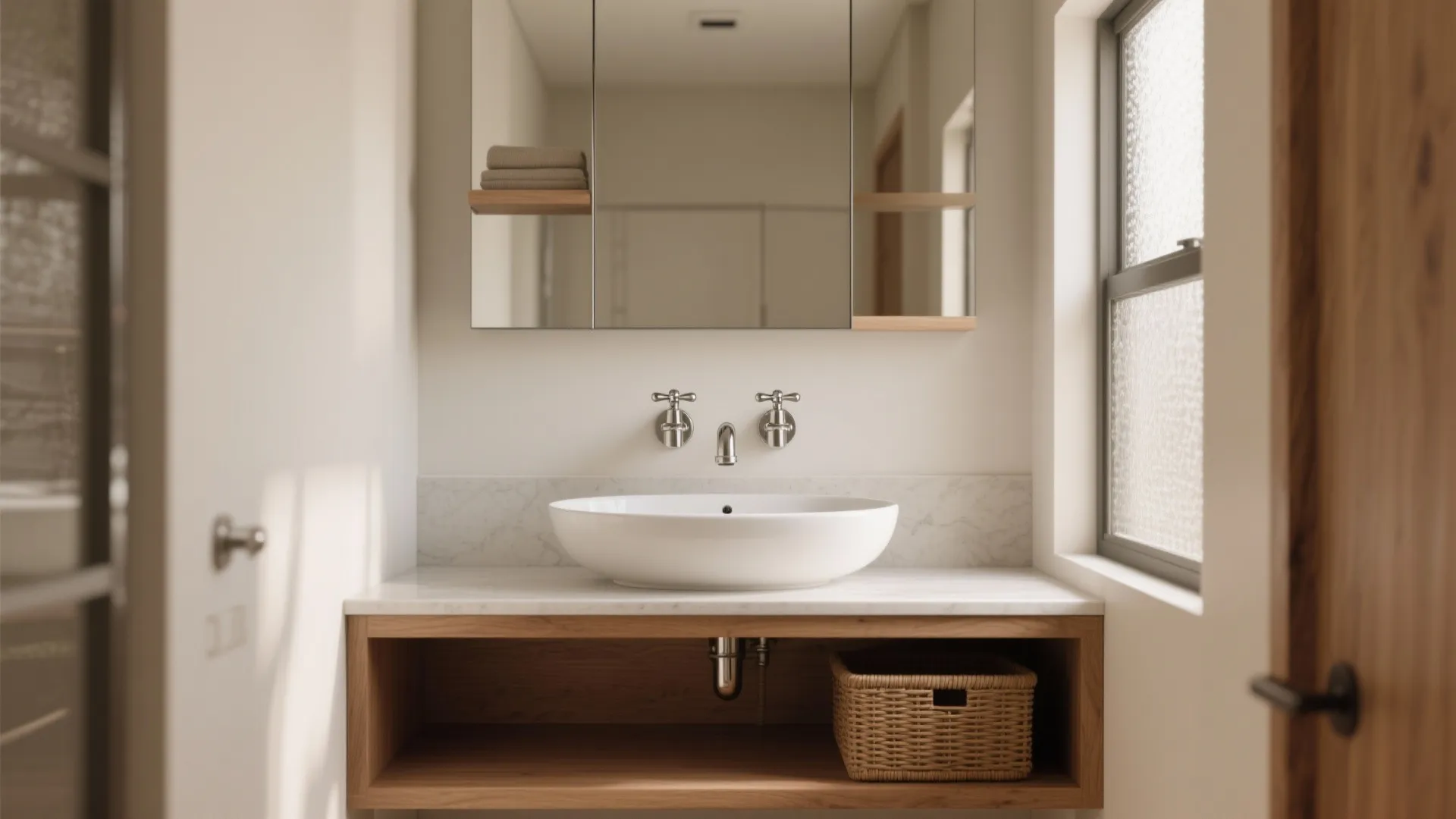 5 Small-Bathroom Ideas for 2-Handle Faucets: Smart ways to style and space-plan around a classic 2-handle bathroom faucet in small bathrooms