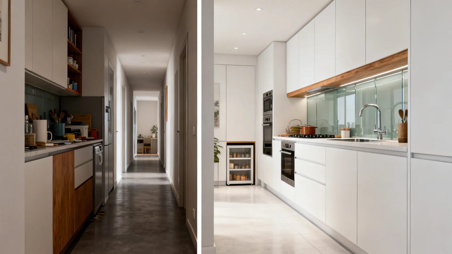 Two-Line Layout: Appliance One-Wall + Slim Pantry Opposite