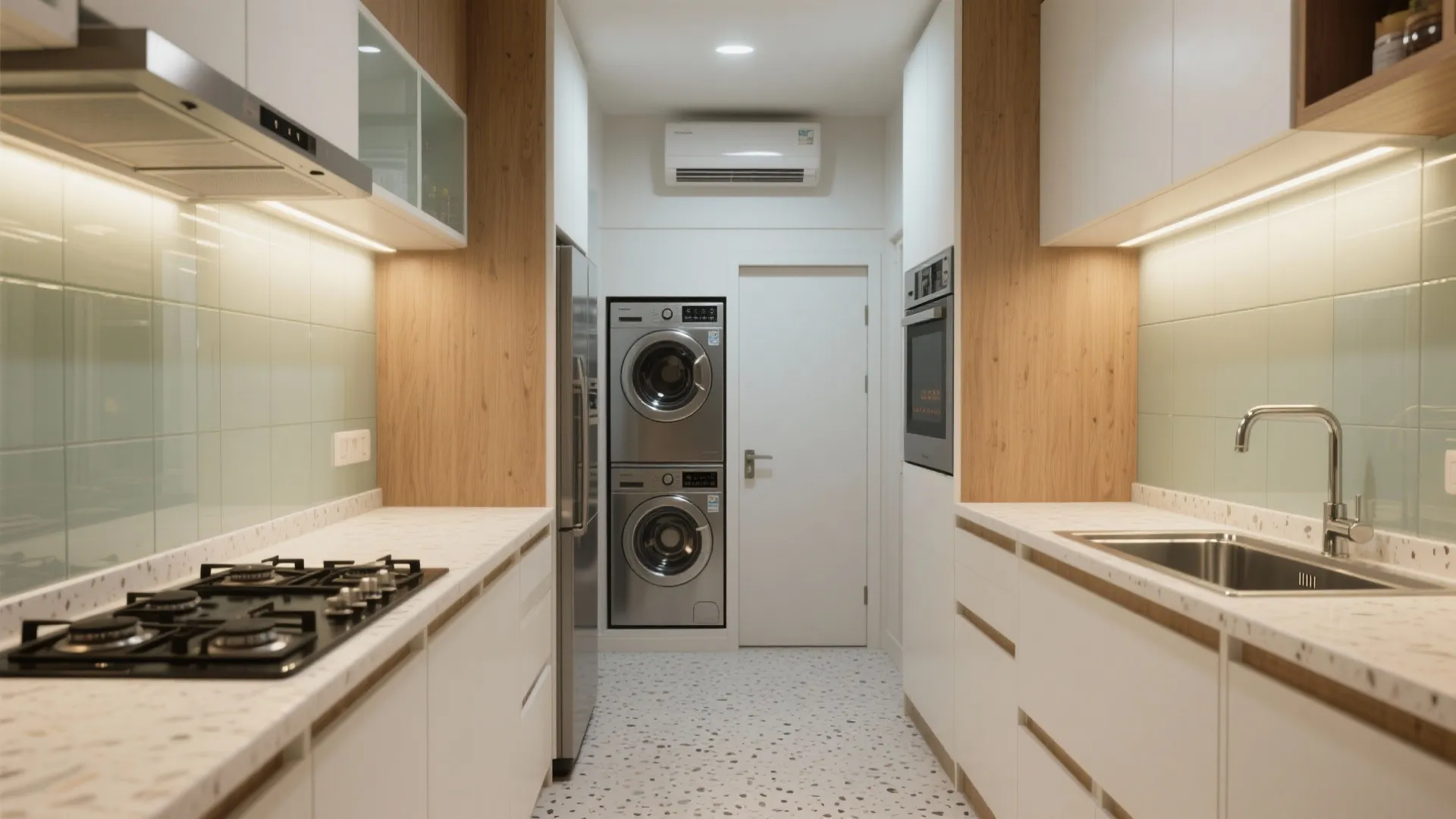 Kitchen Zoning: Two-Line or L-Shape with Laundry Tuck
