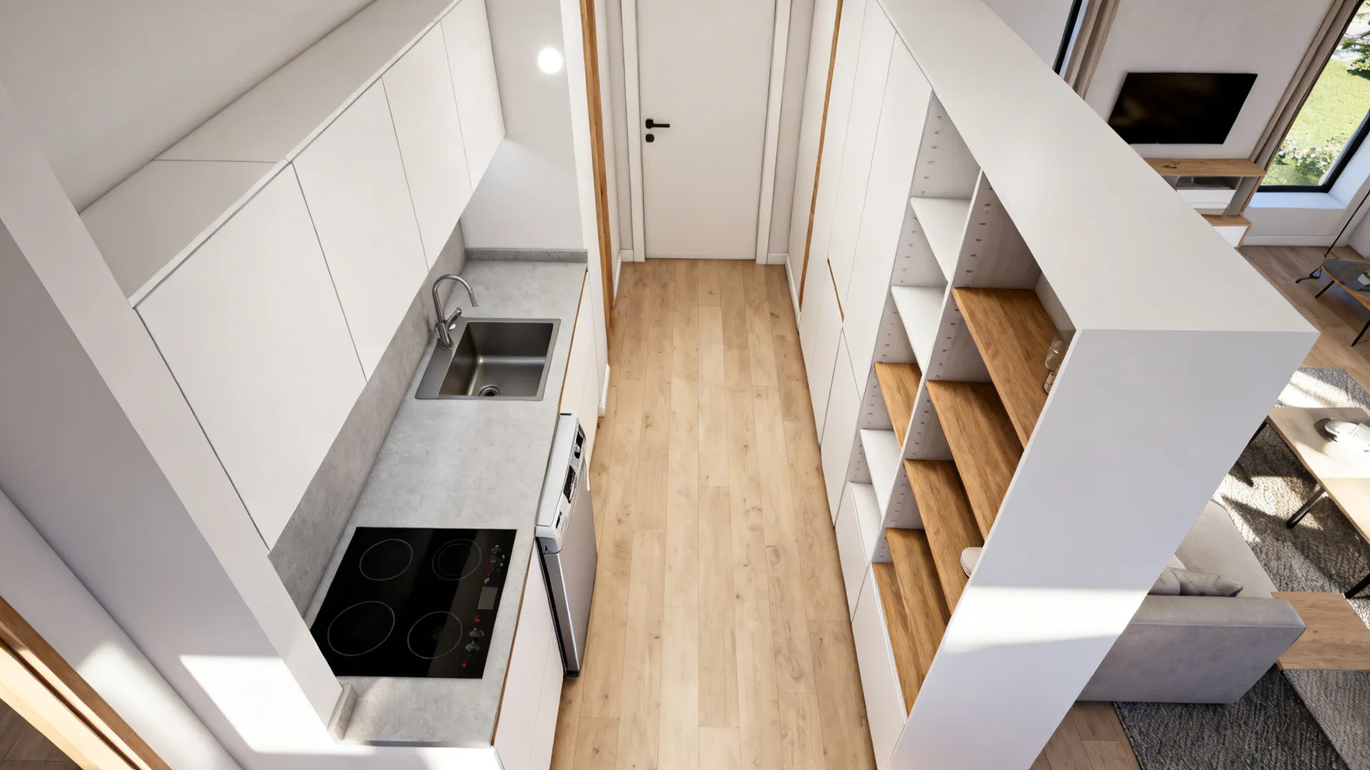 Two-Line Layout: Appliance One-Wall + Slim Pantry Opposite
