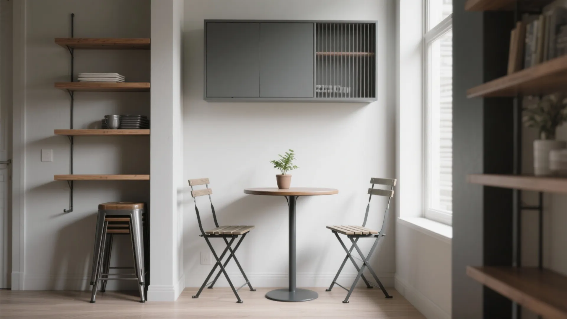 3. Two-person bistro set with vertical storage