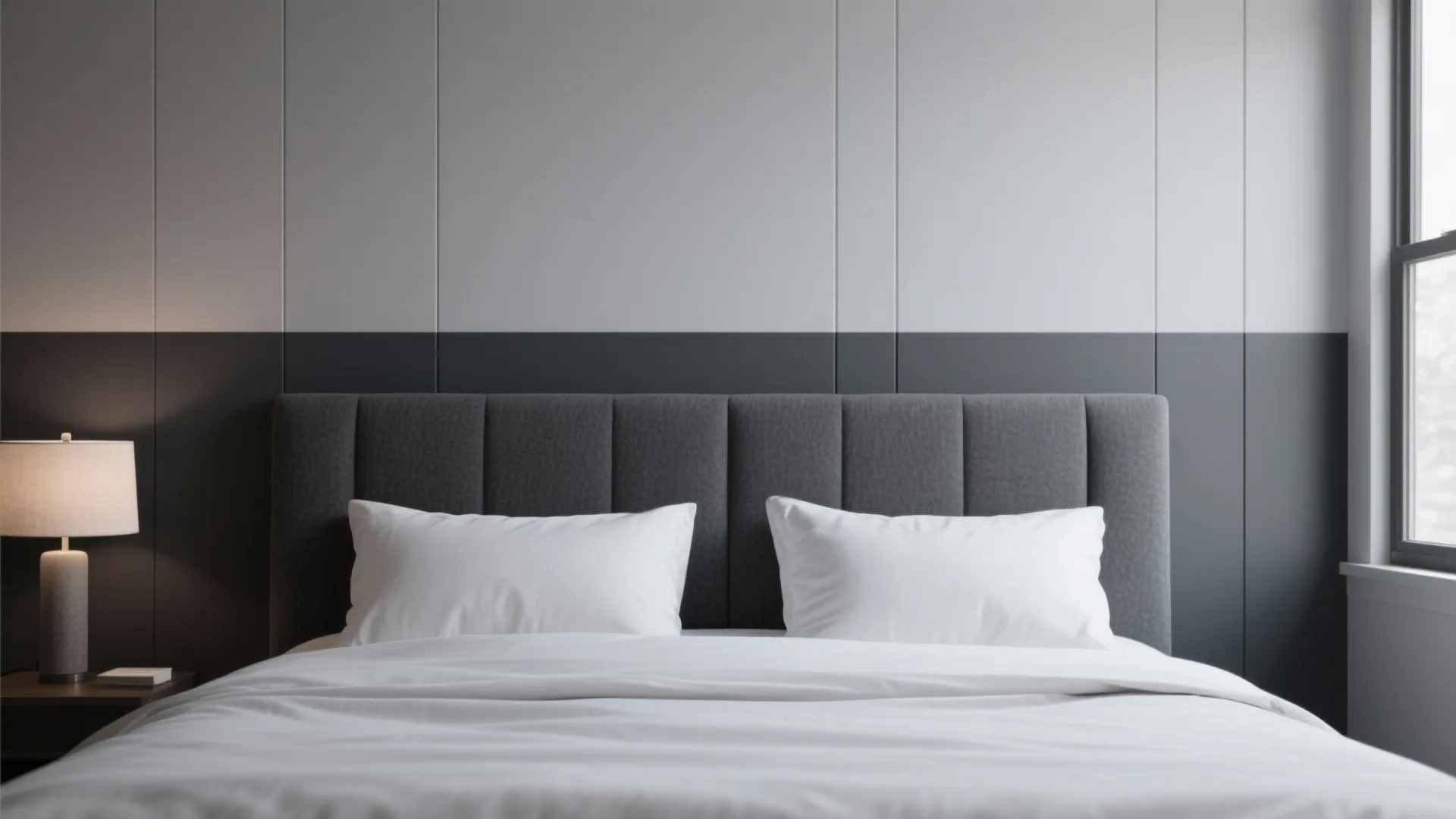 3. Two-Tone Accent Wall Behind a Queen Headboard