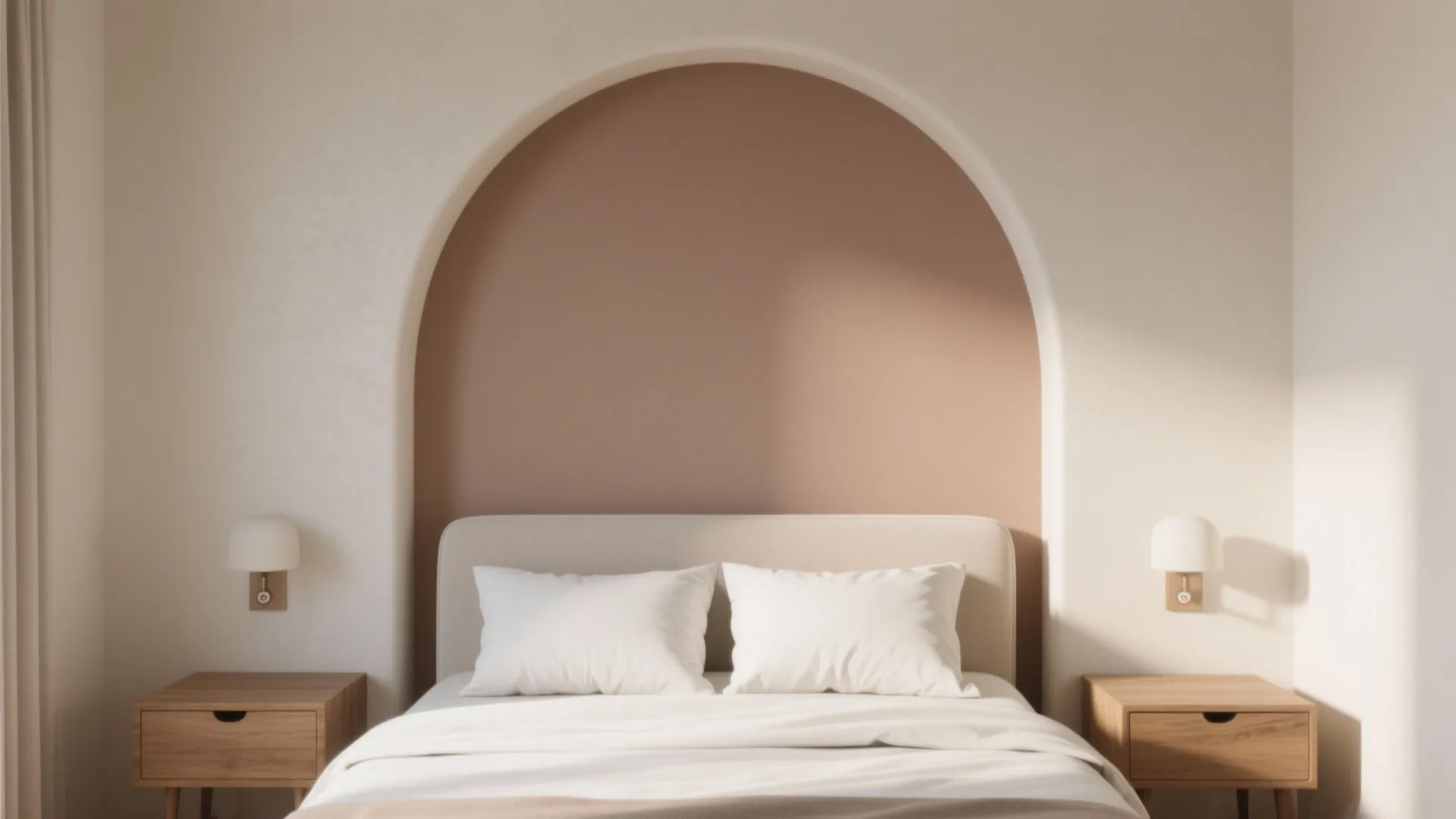 2) Two-Tone Arch Behind the Bed