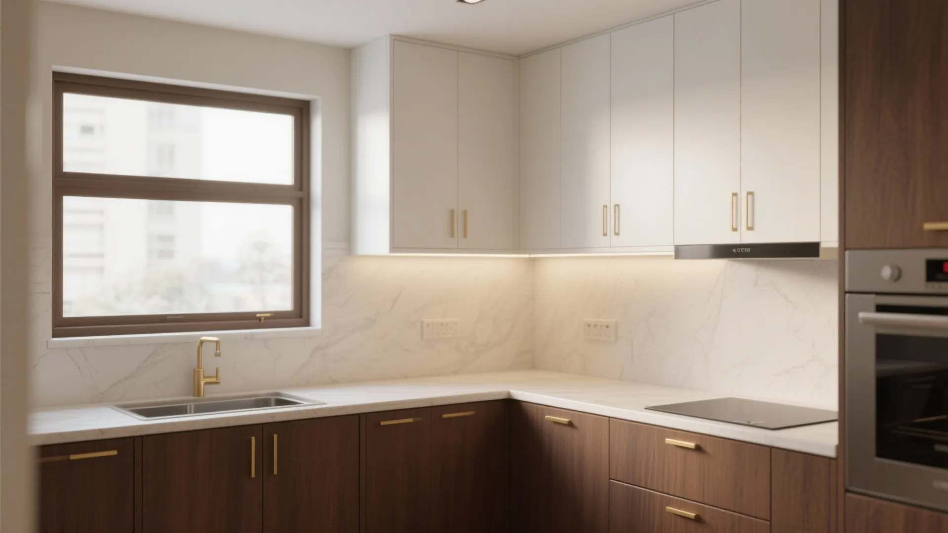 1. Two-tone balance: Brown lower, white upper